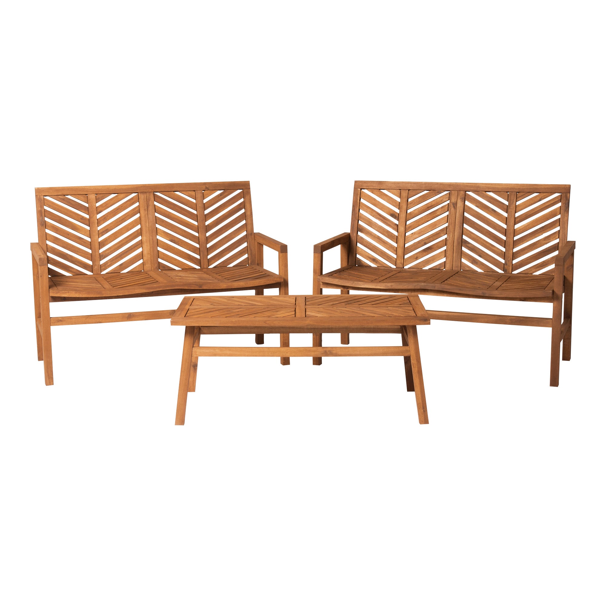 Vincent 3-Piece Chevron Outdoor Patio Loveseat Chat Set - East Shore Modern Home Furnishings