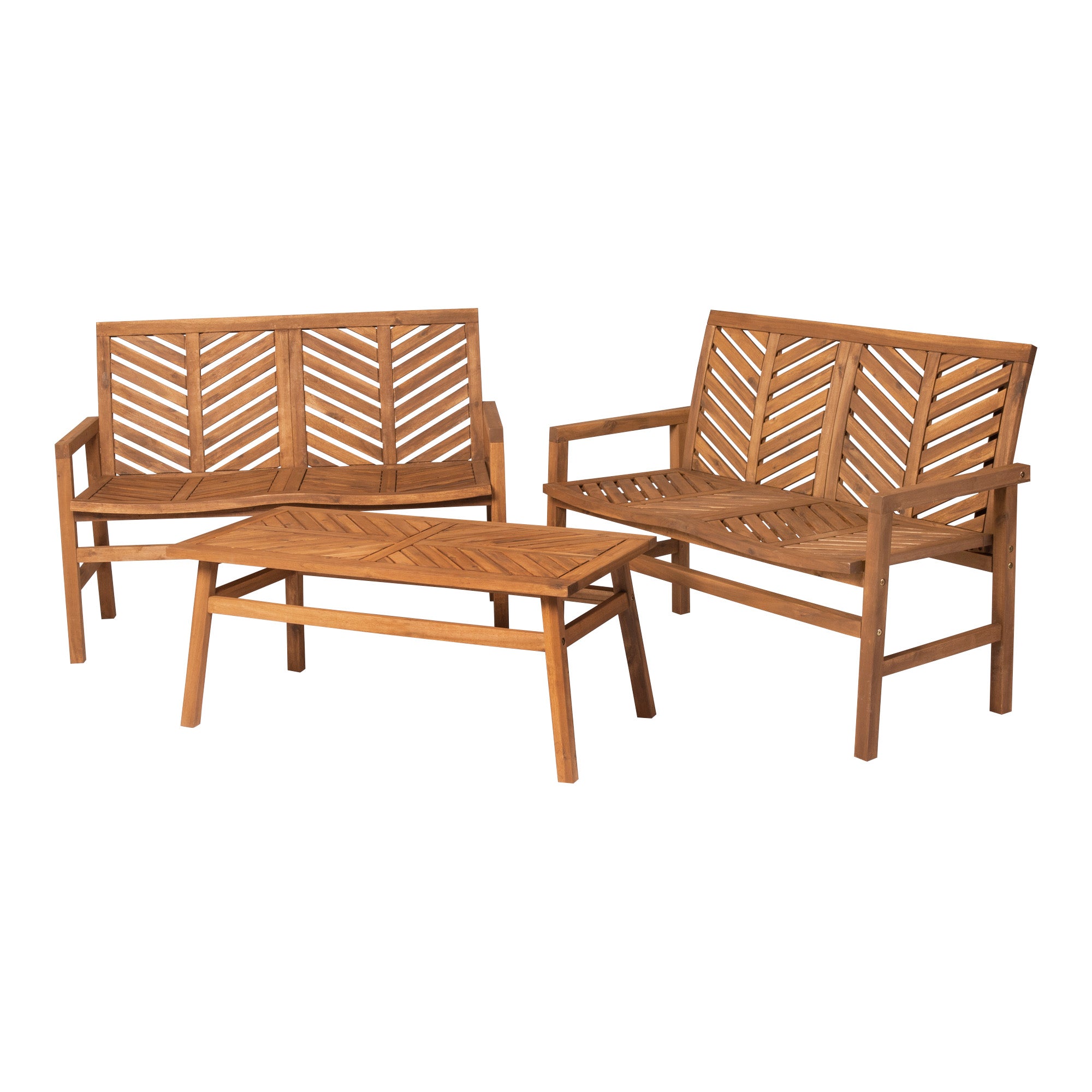 Vincent 3-Piece Chevron Outdoor Patio Loveseat Chat Set - East Shore Modern Home Furnishings