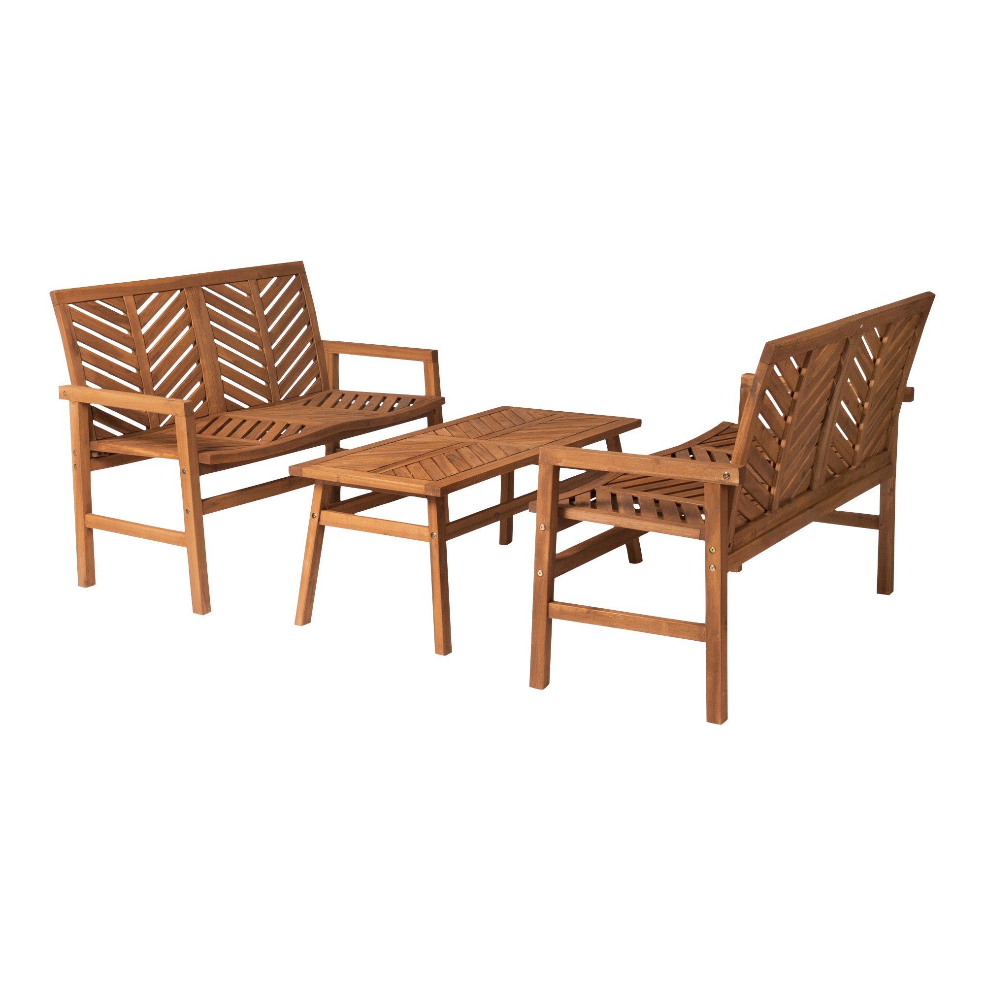 Vincent 3-Piece Chevron Outdoor Patio Loveseat Chat Set - East Shore Modern Home Furnishings