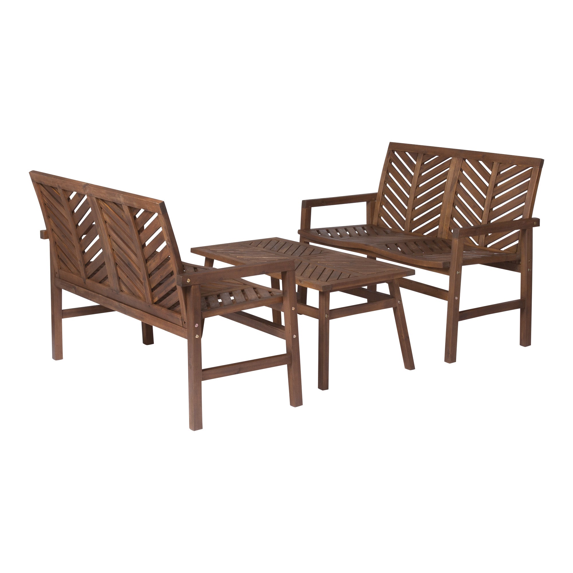 Vincent 3-Piece Chevron Outdoor Patio Loveseat Chat Set - East Shore Modern Home Furnishings