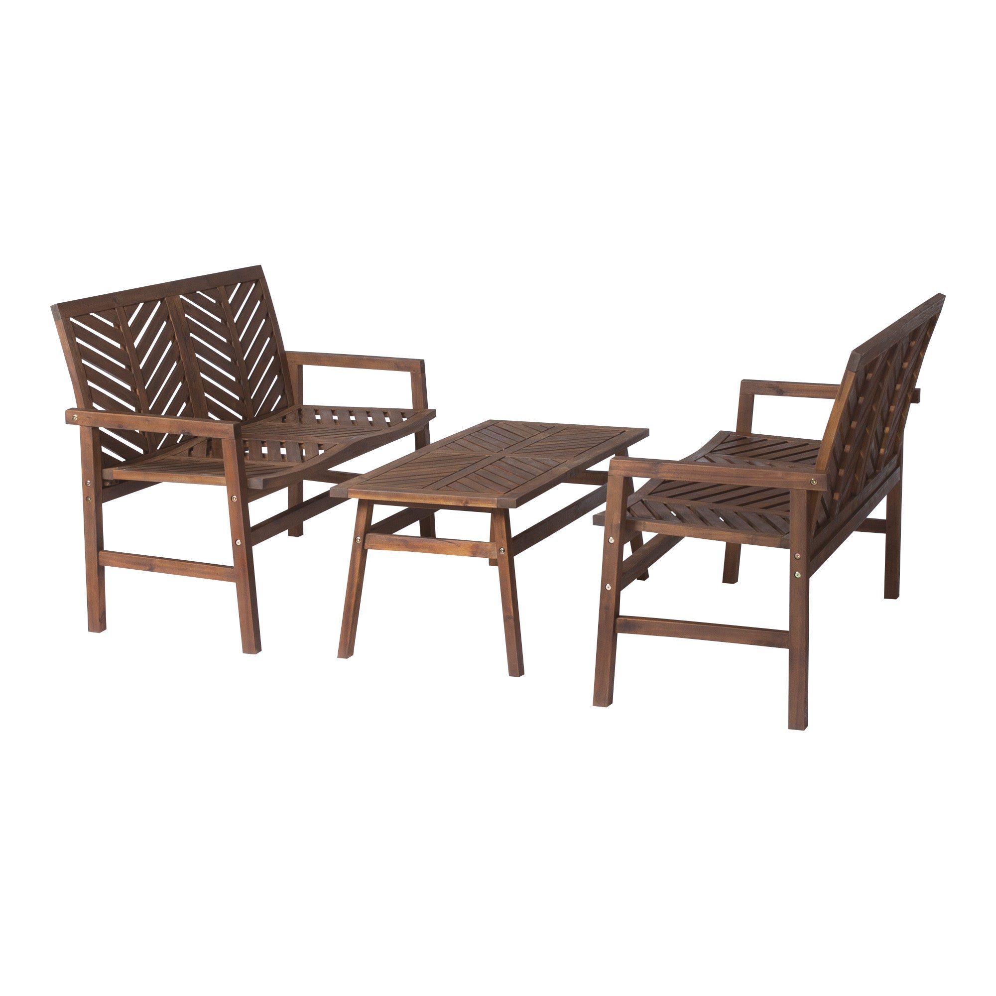 Vincent 3-Piece Chevron Outdoor Patio Loveseat Chat Set - East Shore Modern Home Furnishings