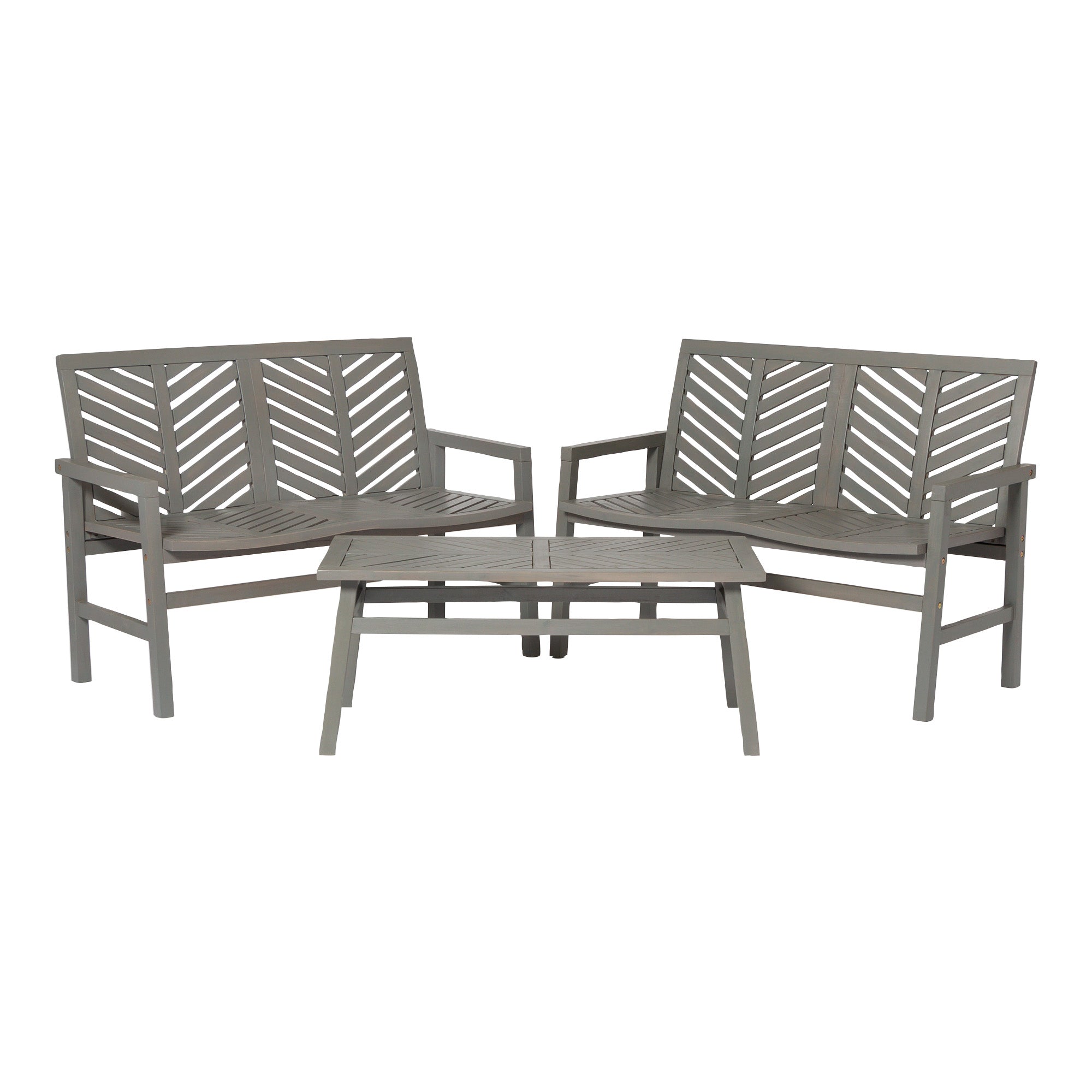 Vincent 3-Piece Chevron Outdoor Patio Loveseat Chat Set - East Shore Modern Home Furnishings