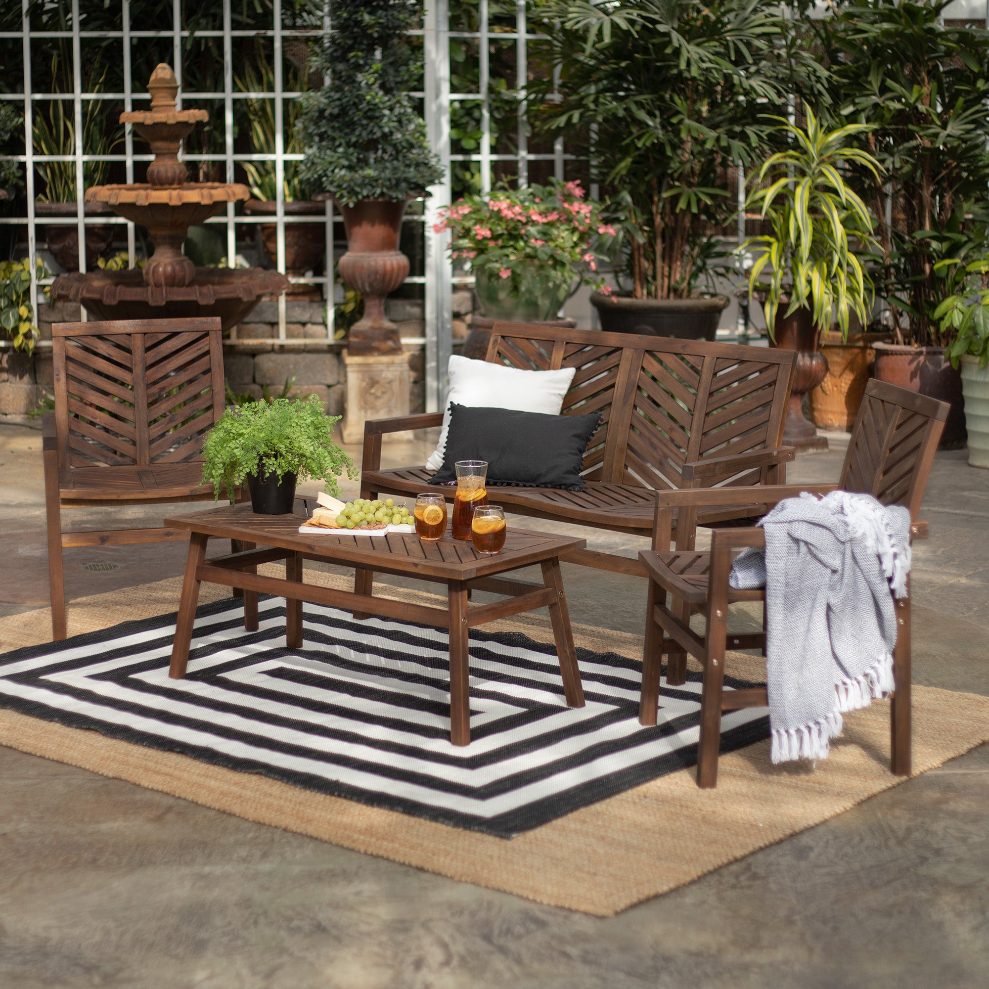 Vincent 4-Piece Chevron Outdoor Patio Chat Set - East Shore Modern Home Furnishings