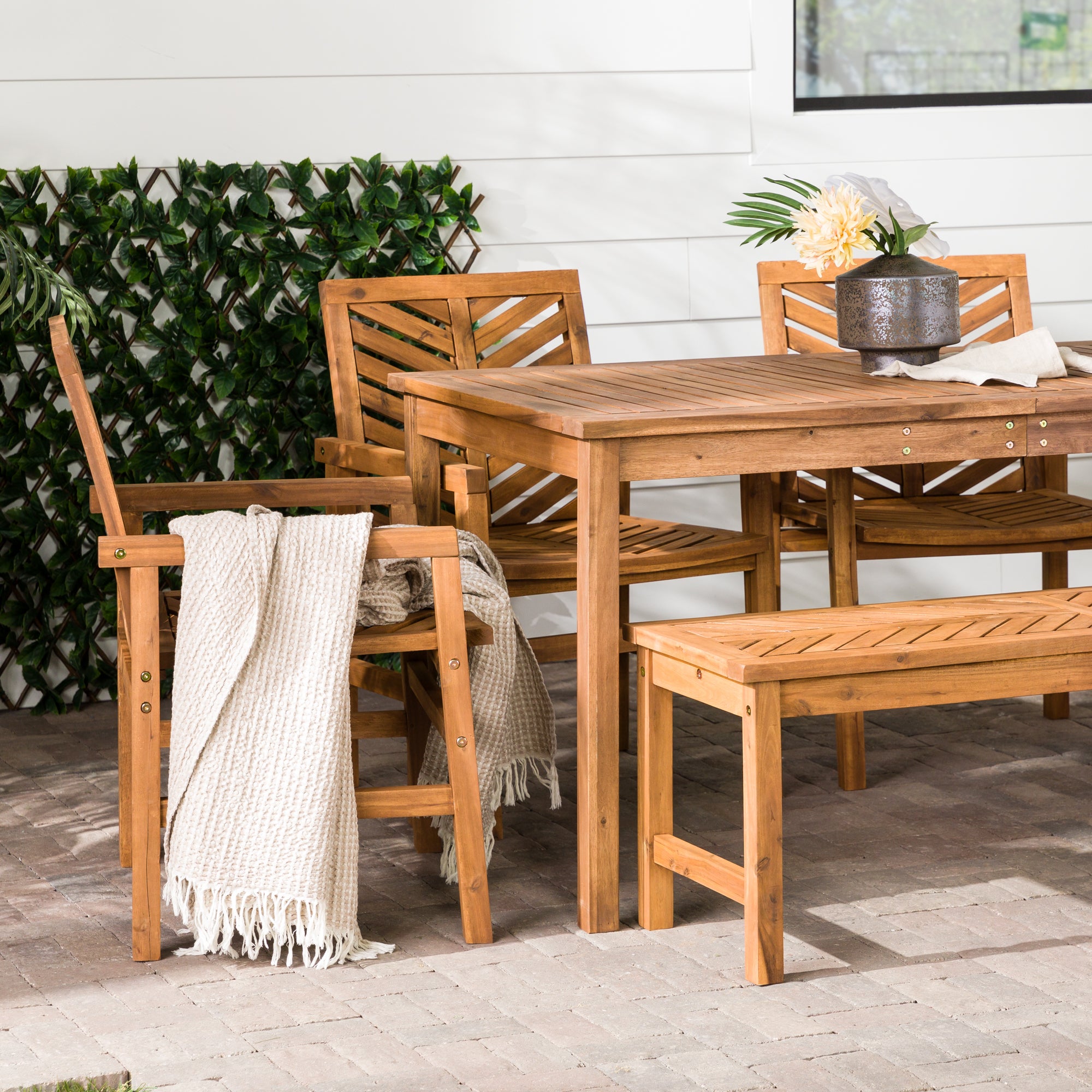 Vincent 6-Piece Chevron Outdoor Patio Dining Set - East Shore Modern Home Furnishings