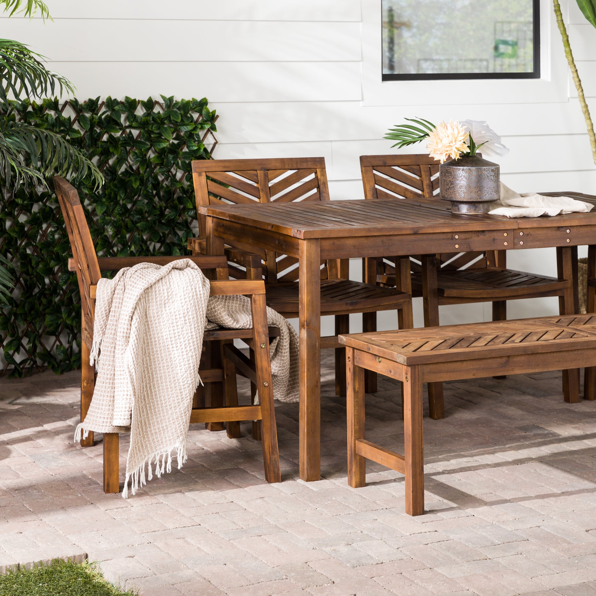 Vincent 6-Piece Chevron Outdoor Patio Dining Set - East Shore Modern Home Furnishings