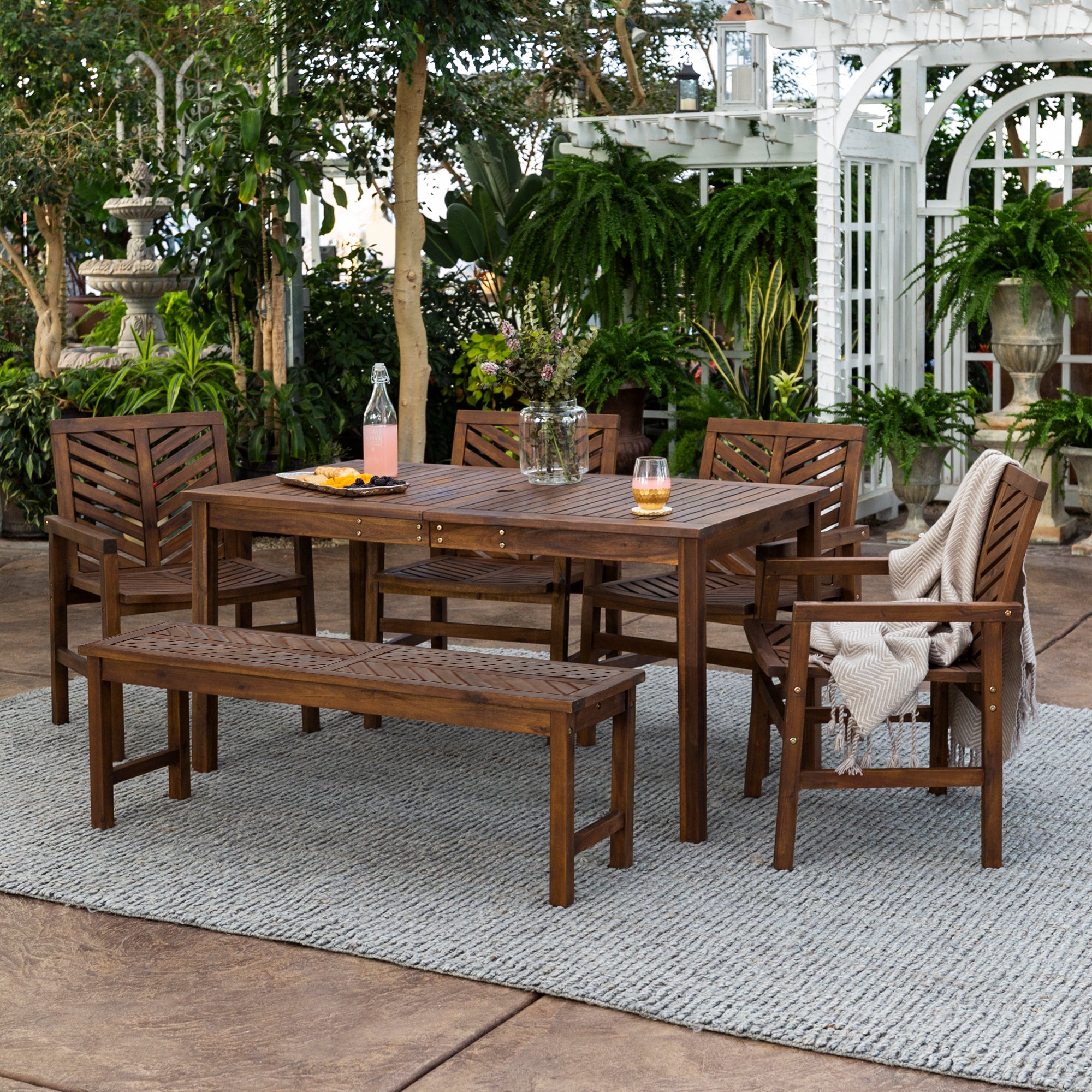 Vincent 6-Piece Chevron Outdoor Patio Dining Set - East Shore Modern Home Furnishings