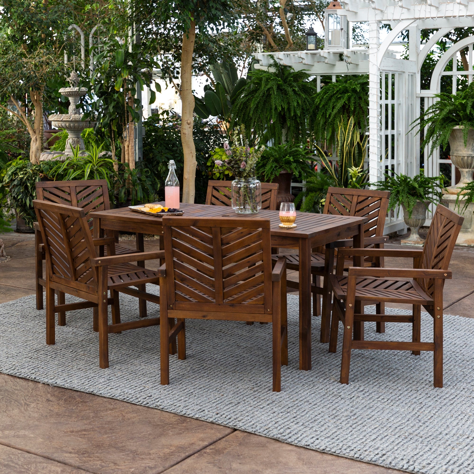 Vincent 7-Piece Chevron Outdoor Patio Dining Set - East Shore Modern Home Furnishings