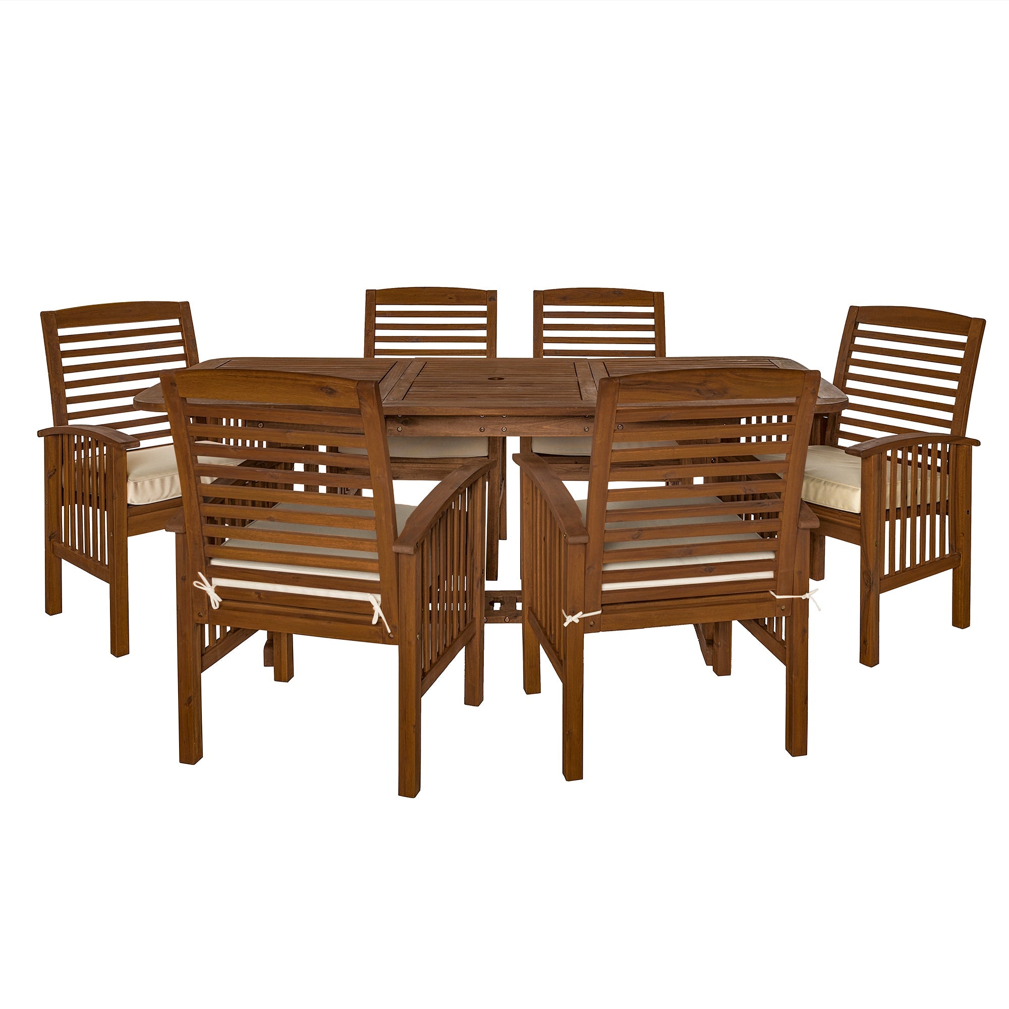 Midland 7-Piece Extendable Acacia Wood Outdoor Patio Dining Set with Cushions - East Shore Modern Home Furnishings