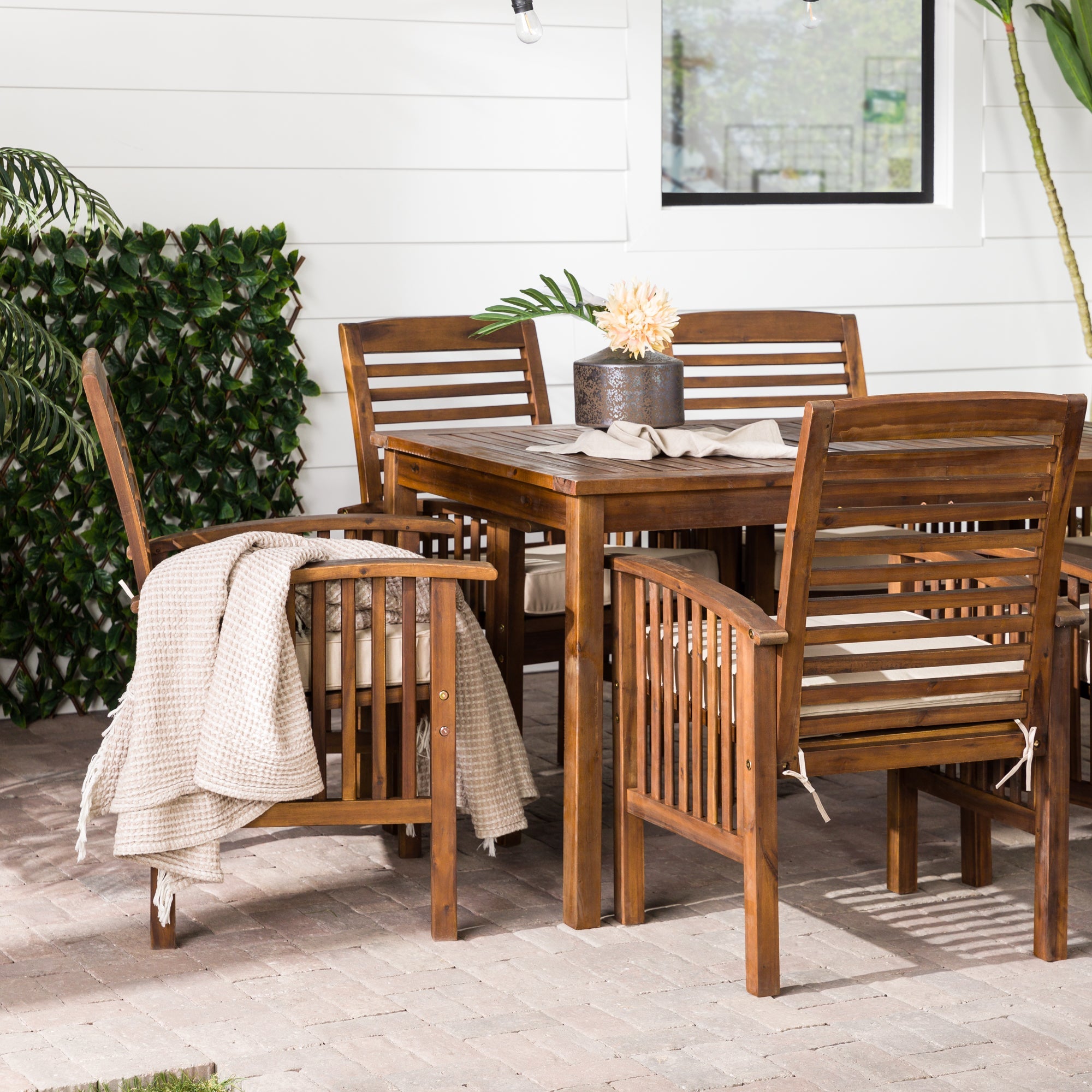 Midland 7-Piece Acacia Wood Modern Outdoor Dining Set - East Shore Modern Home Furnishings