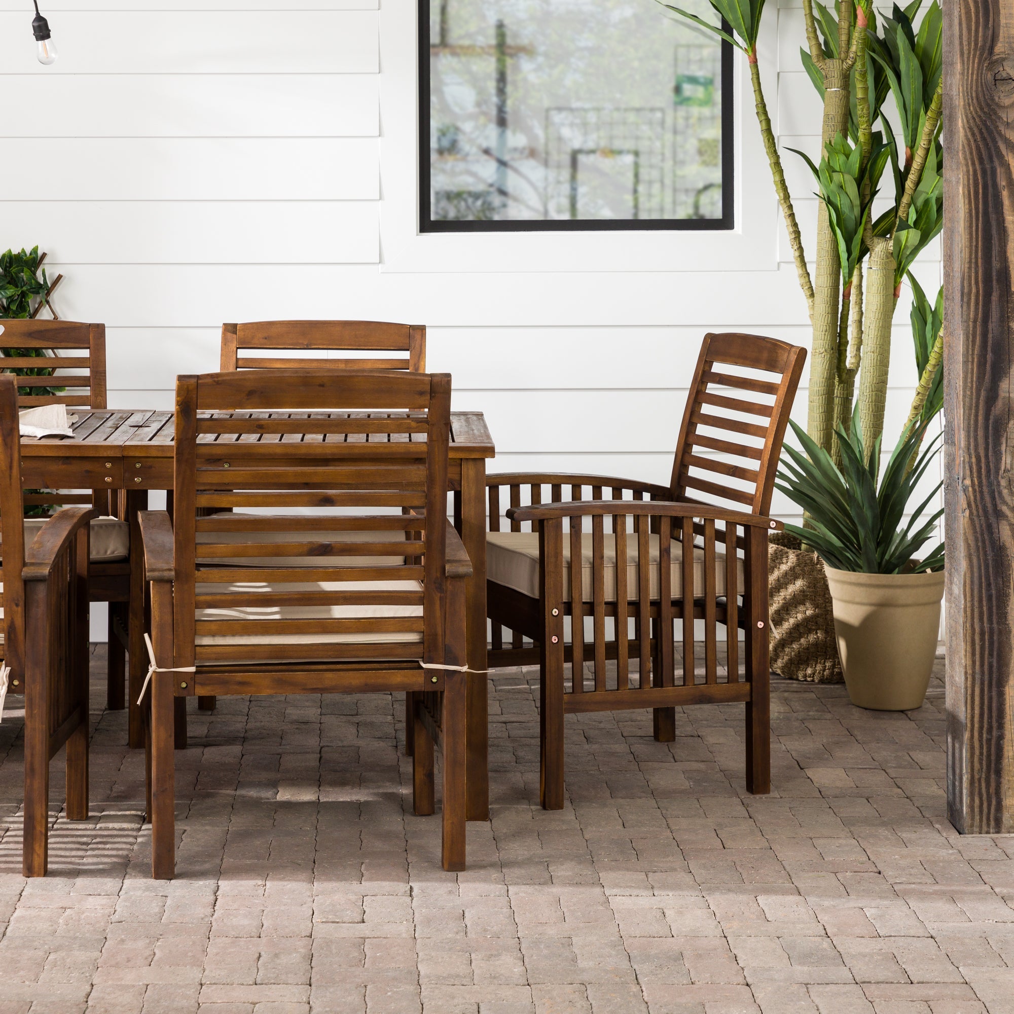 Midland 7-Piece Acacia Wood Modern Outdoor Dining Set - East Shore Modern Home Furnishings