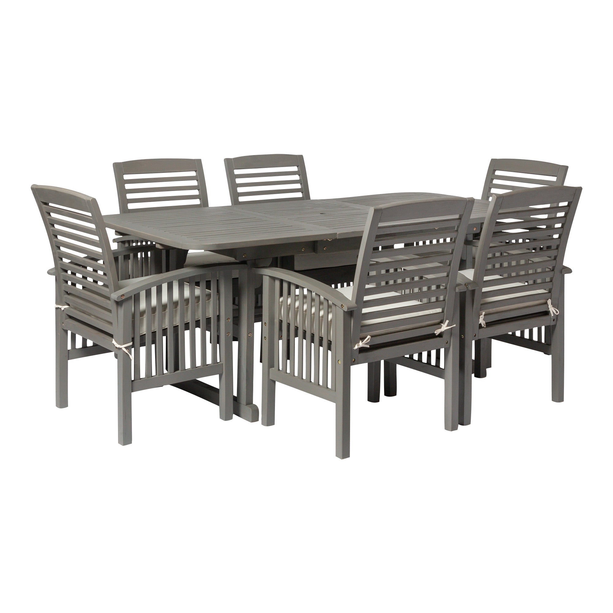 Midland 7-Piece Extendable Acacia Wood Outdoor Patio Dining Set with Cushions - East Shore Modern Home Furnishings