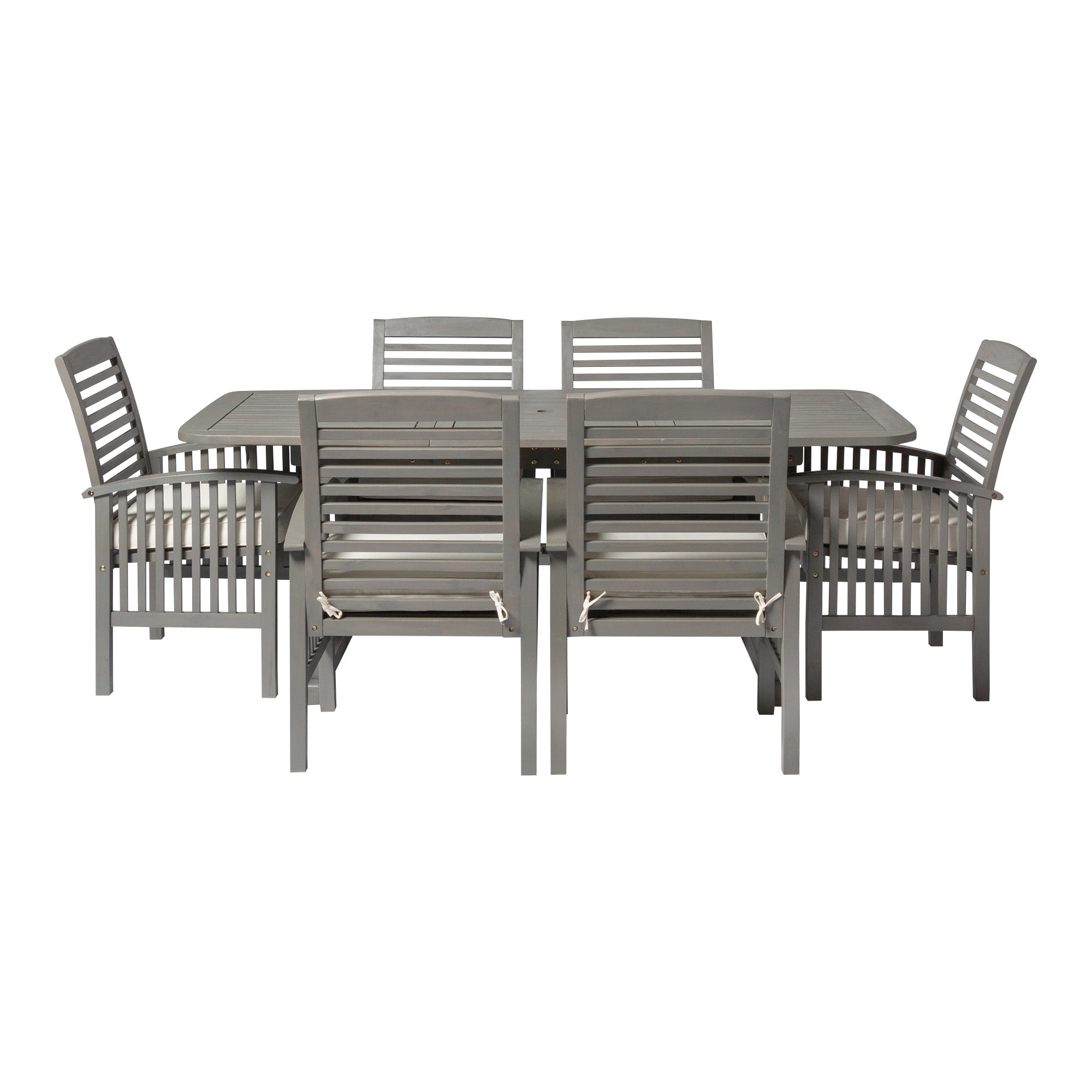 Midland 7-Piece Extendable Acacia Wood Outdoor Patio Dining Set with Cushions - East Shore Modern Home Furnishings