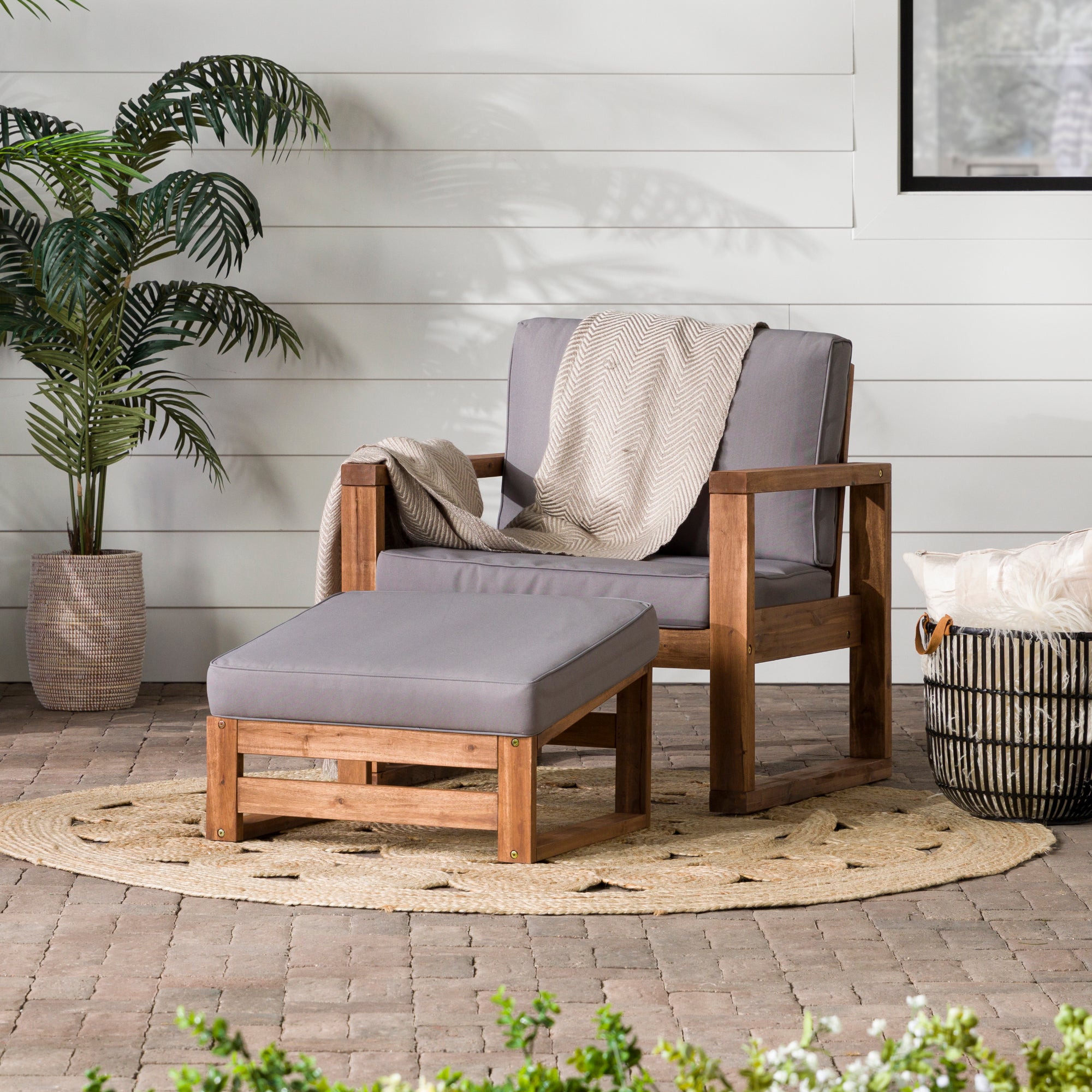 Modern Patio Chair and Ottoman - East Shore Modern Home Furnishings