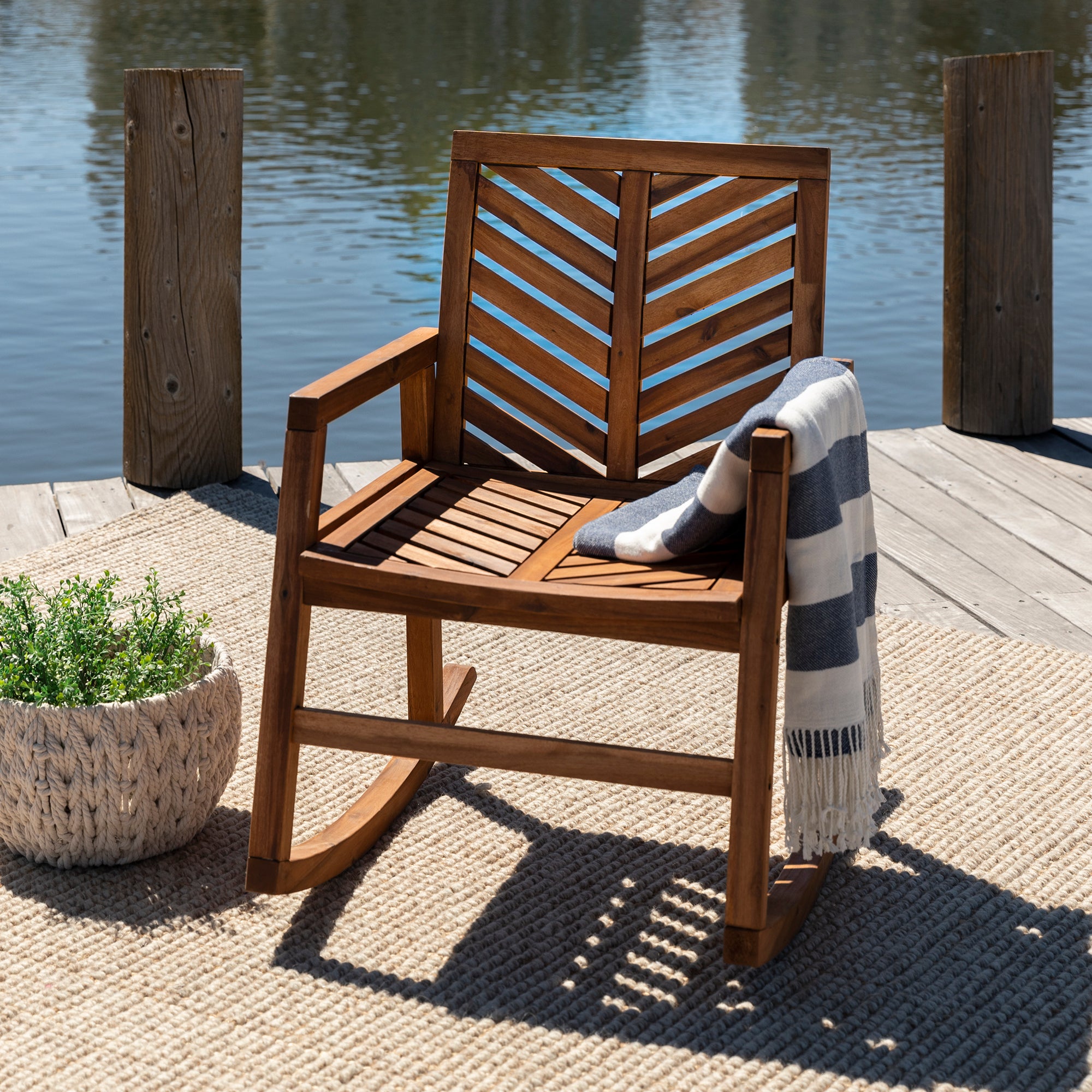 Vincent Outdoor Chevron Rocking Chair - East Shore Modern Home Furnishings