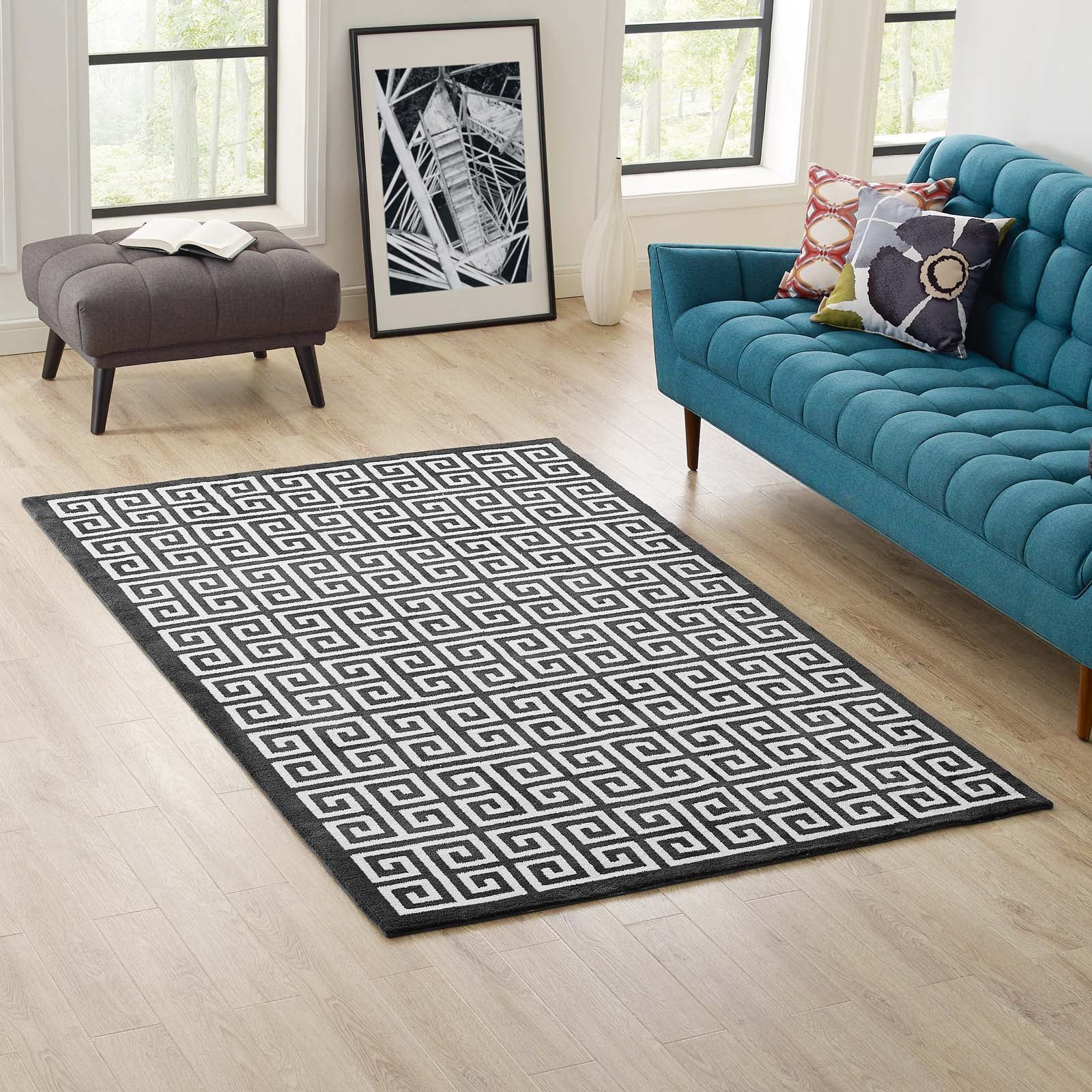 Freydis Greek Key Area Rug - East Shore Modern Home Furnishings