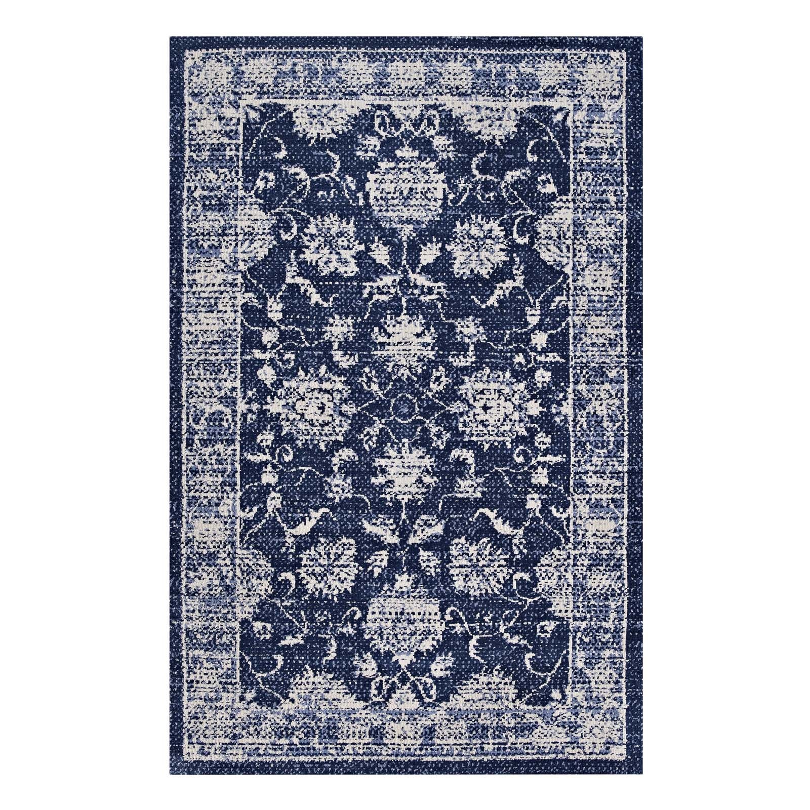 Kazia Distressed Floral Lattice Area Rug
