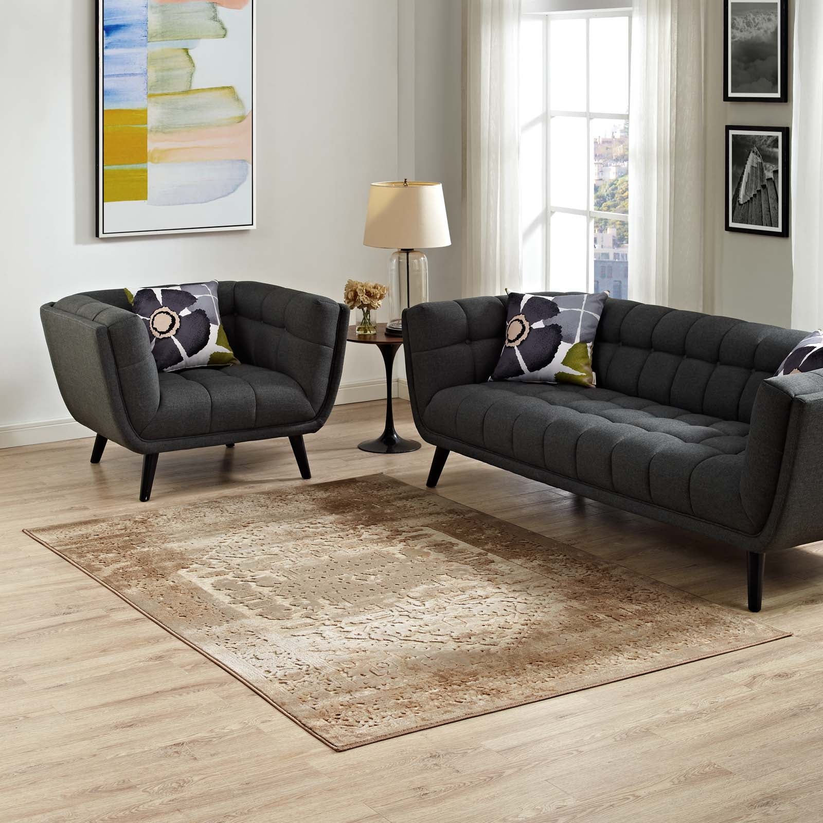Rosina Distressed Persian Vintage Medallion Area Rug - East Shore Modern Home Furnishings