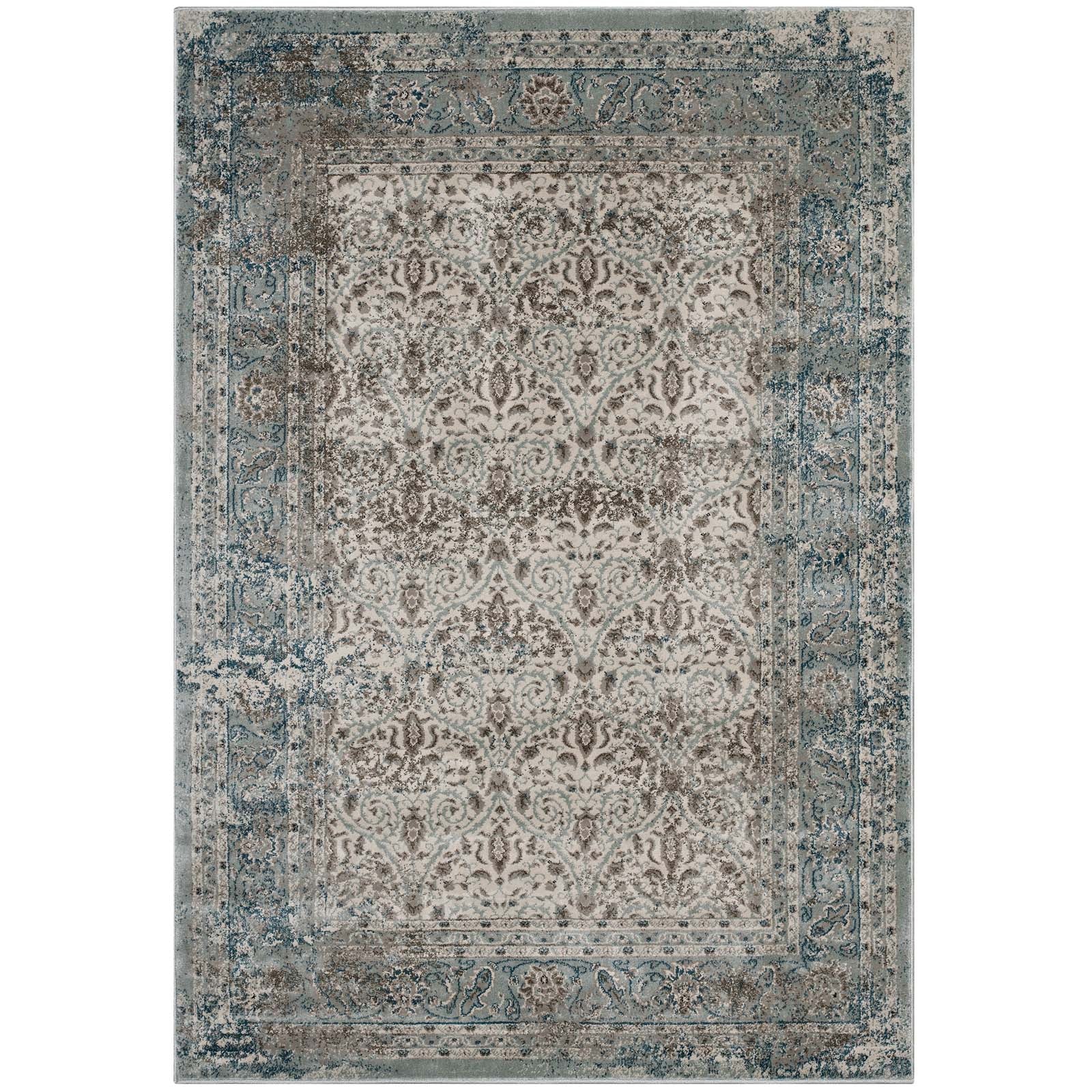 Dilys Distressed Vintage Floral Lattice Area Rug - East Shore Modern Home Furnishings