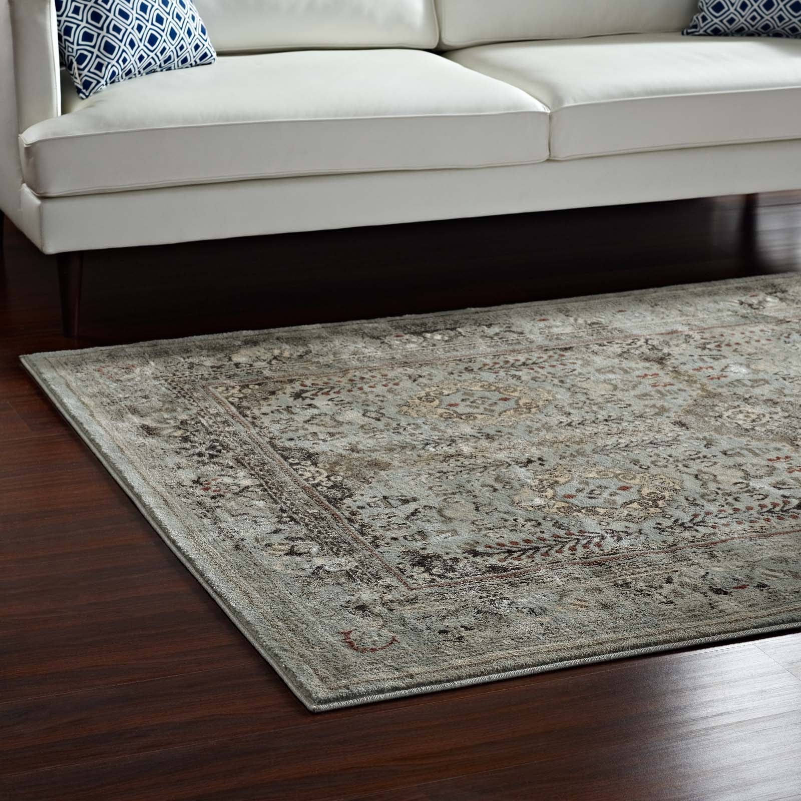 Enye Distressed Vintage Floral Lattice Area Rug - East Shore Modern Home Furnishings