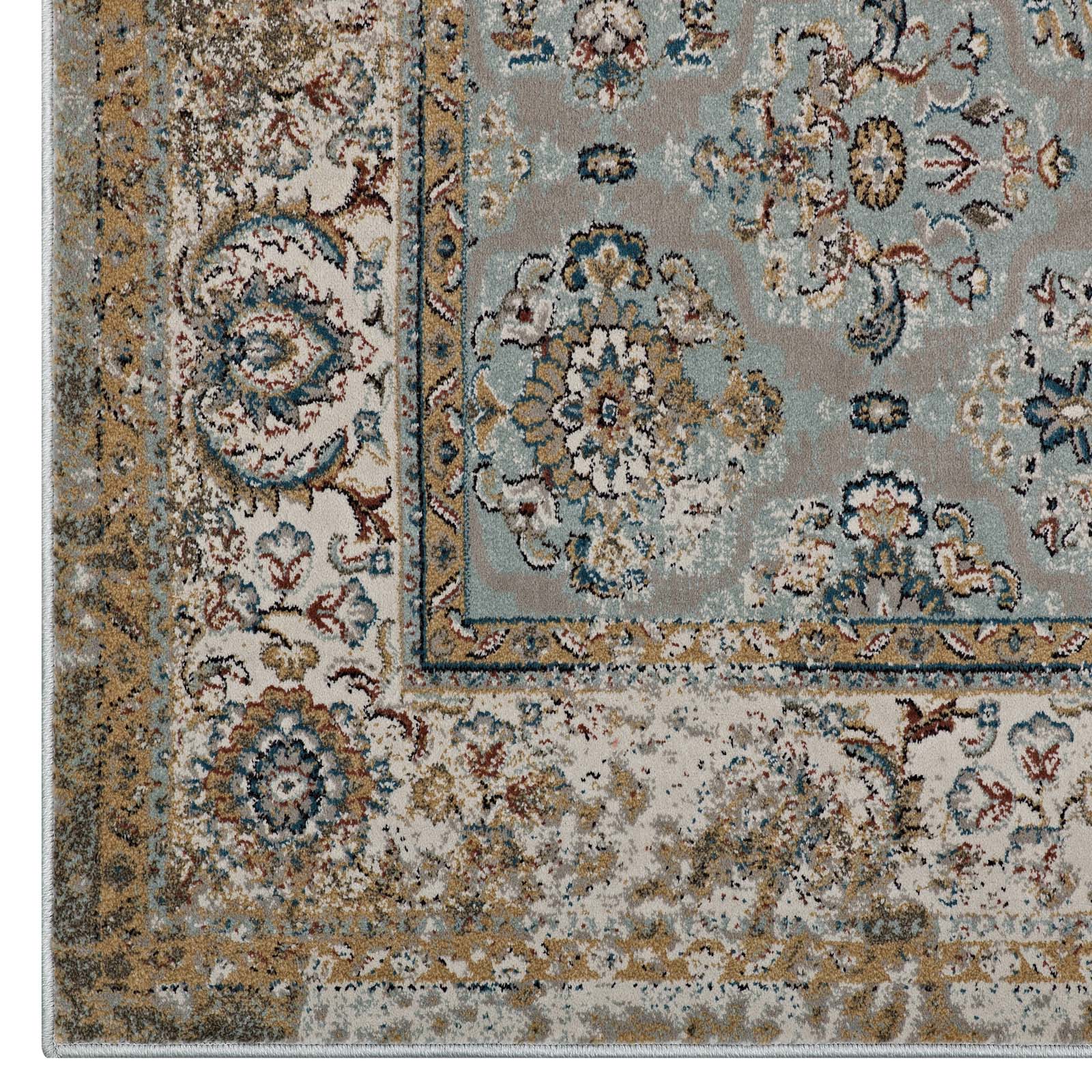 Hisa Distressed Vintage Floral Lattice 5x8 Area Rug - East Shore Modern Home Furnishings