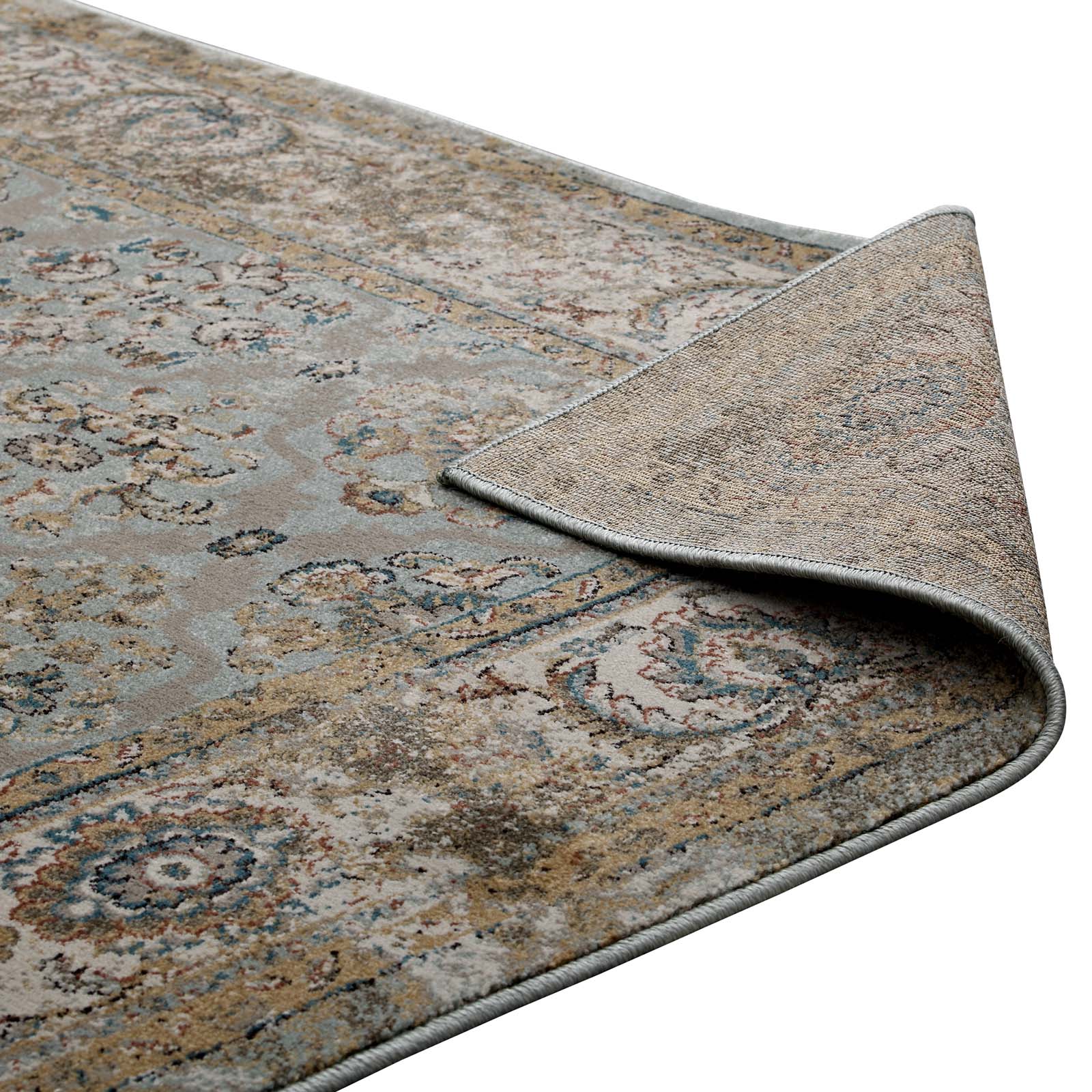 Hisa Distressed Vintage Floral Lattice 5x8 Area Rug - East Shore Modern Home Furnishings