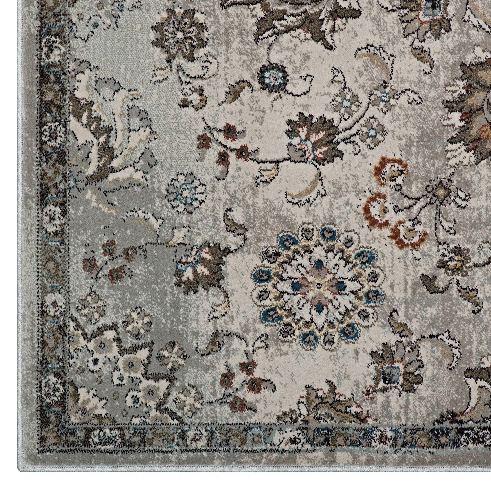 Hana Distressed Vintage Floral Lattice Area Rug