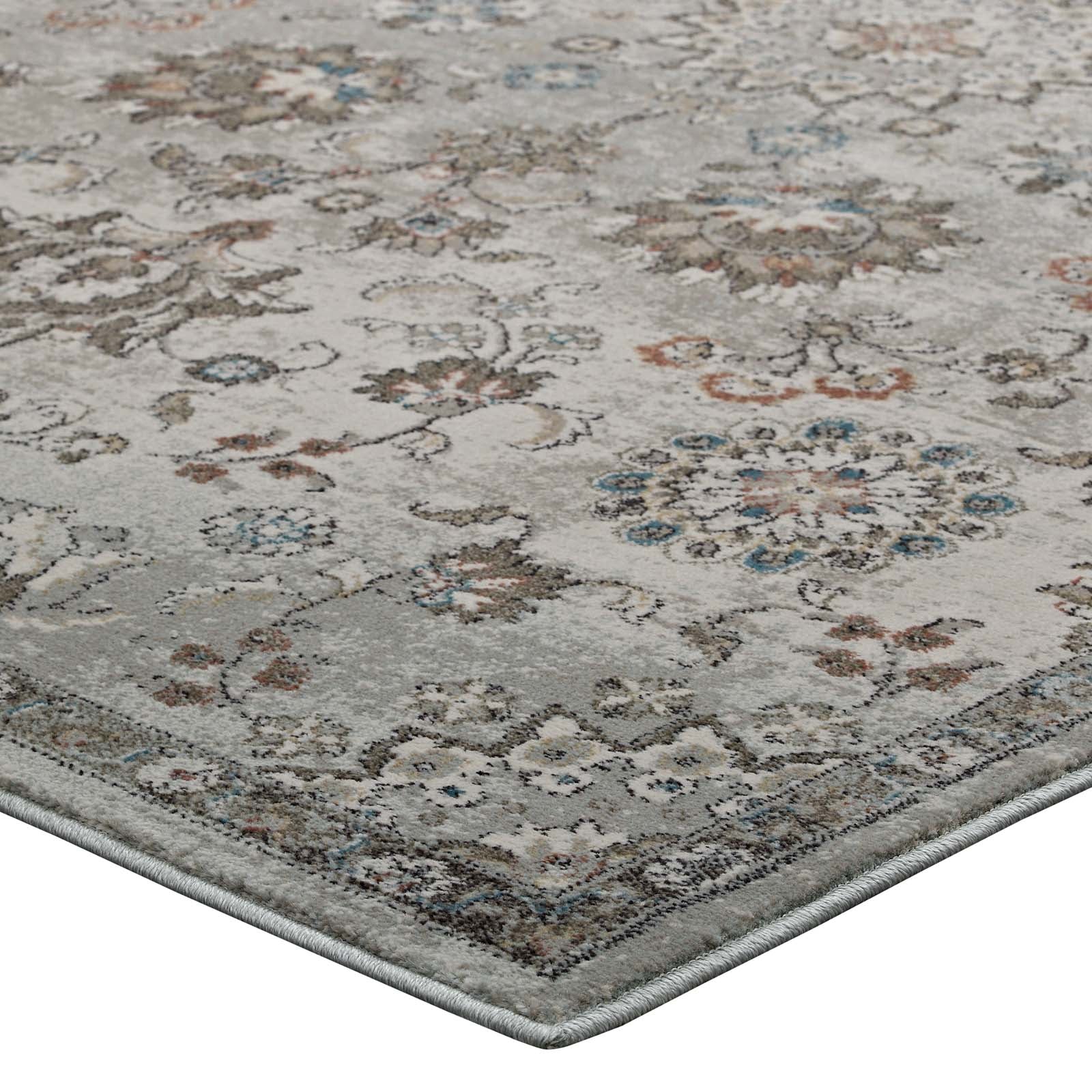 Hana Distressed Vintage Floral Lattice Area Rug