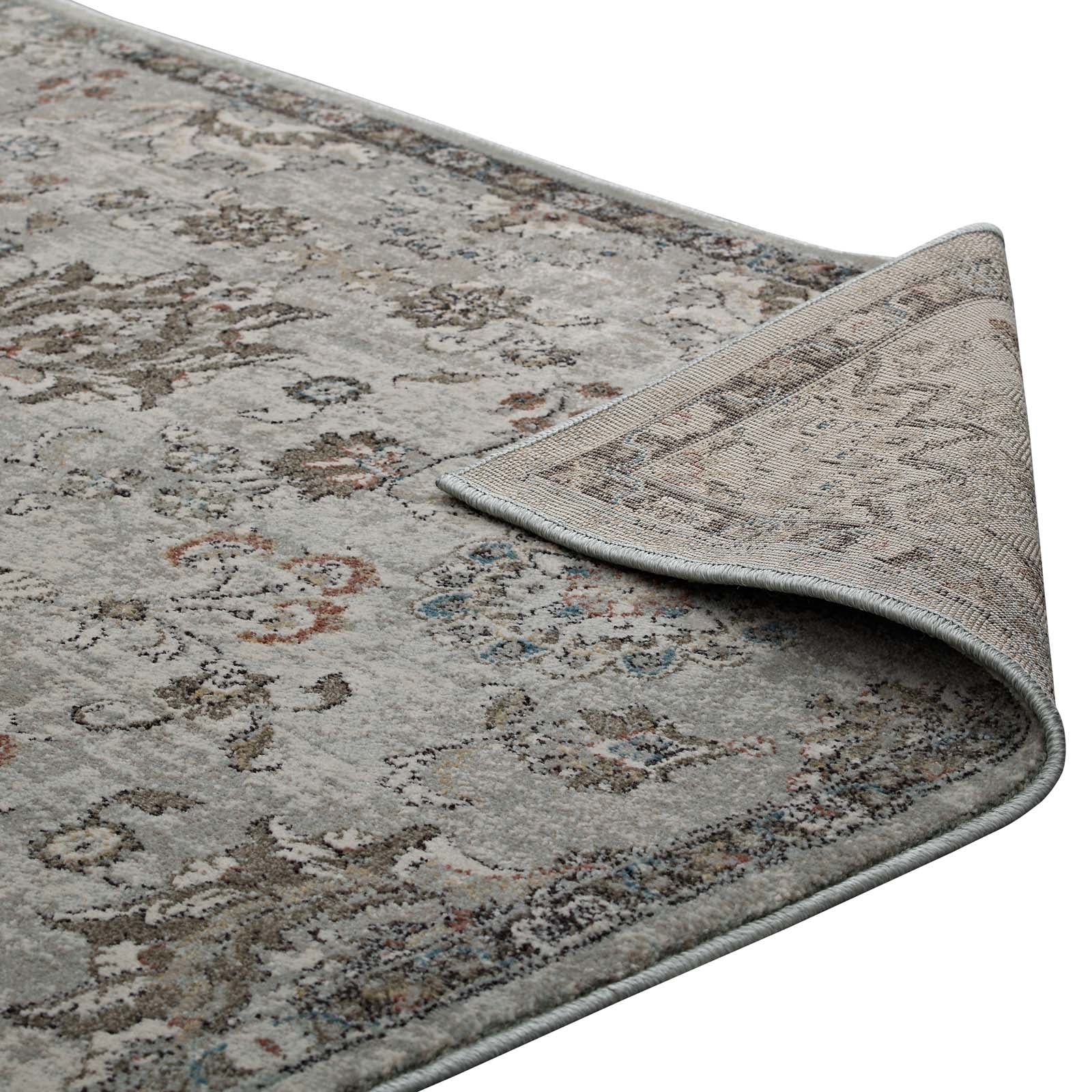 Hana Distressed Vintage Floral Lattice Area Rug