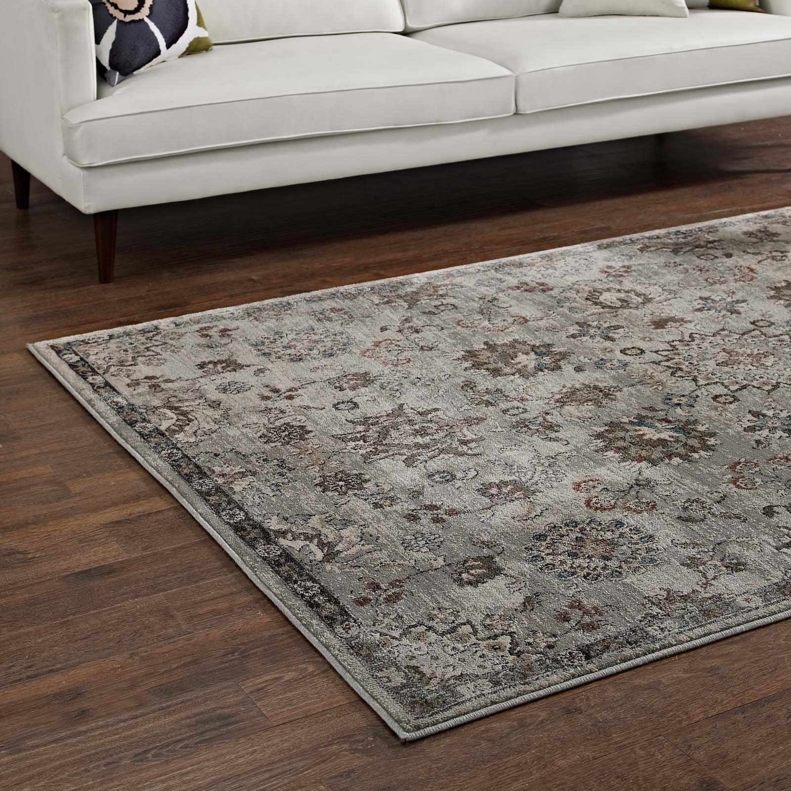 Hana Distressed Vintage Floral Lattice Area Rug