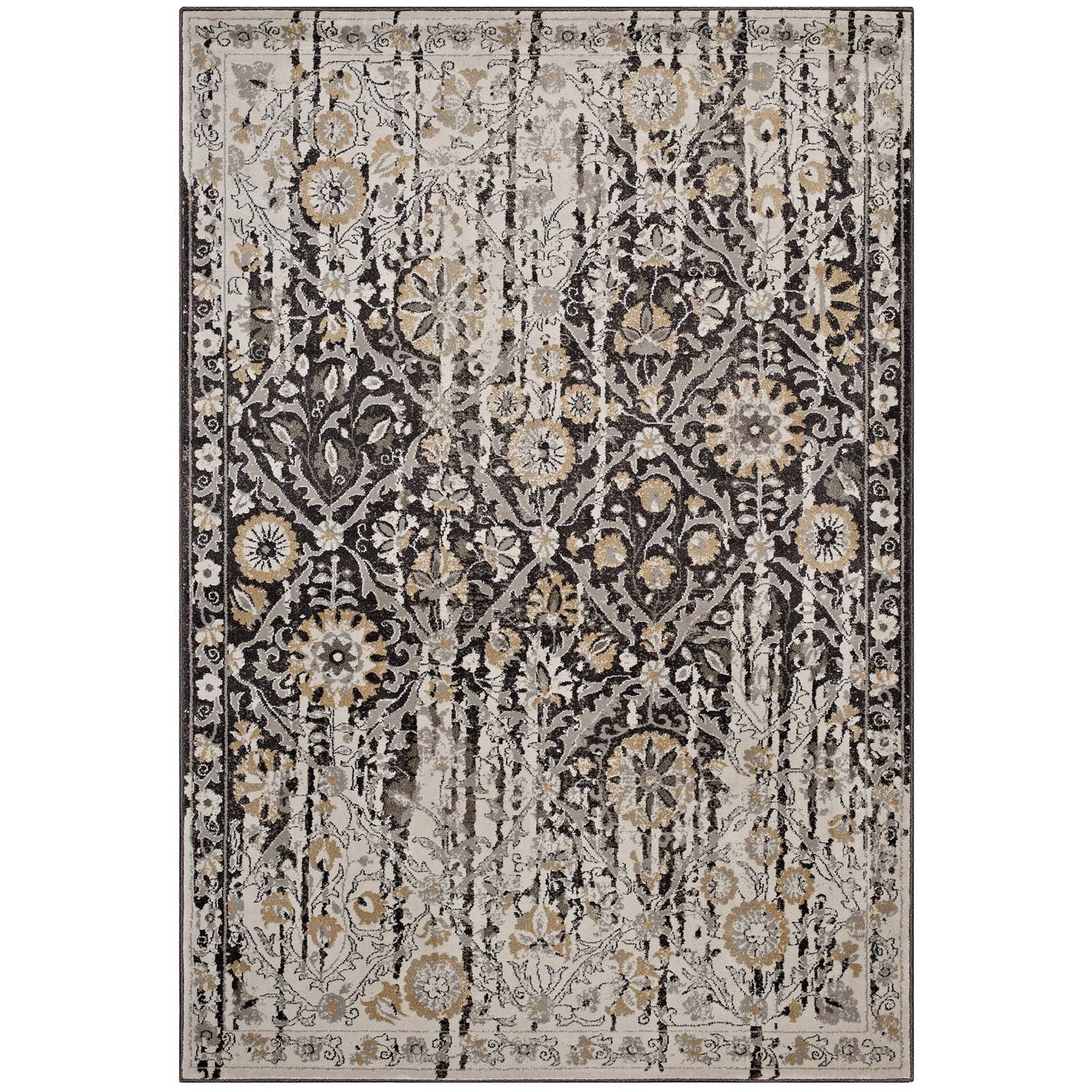 Ganesa Distressed Diamond Floral Lattice Area Rug - East Shore Modern Home Furnishings