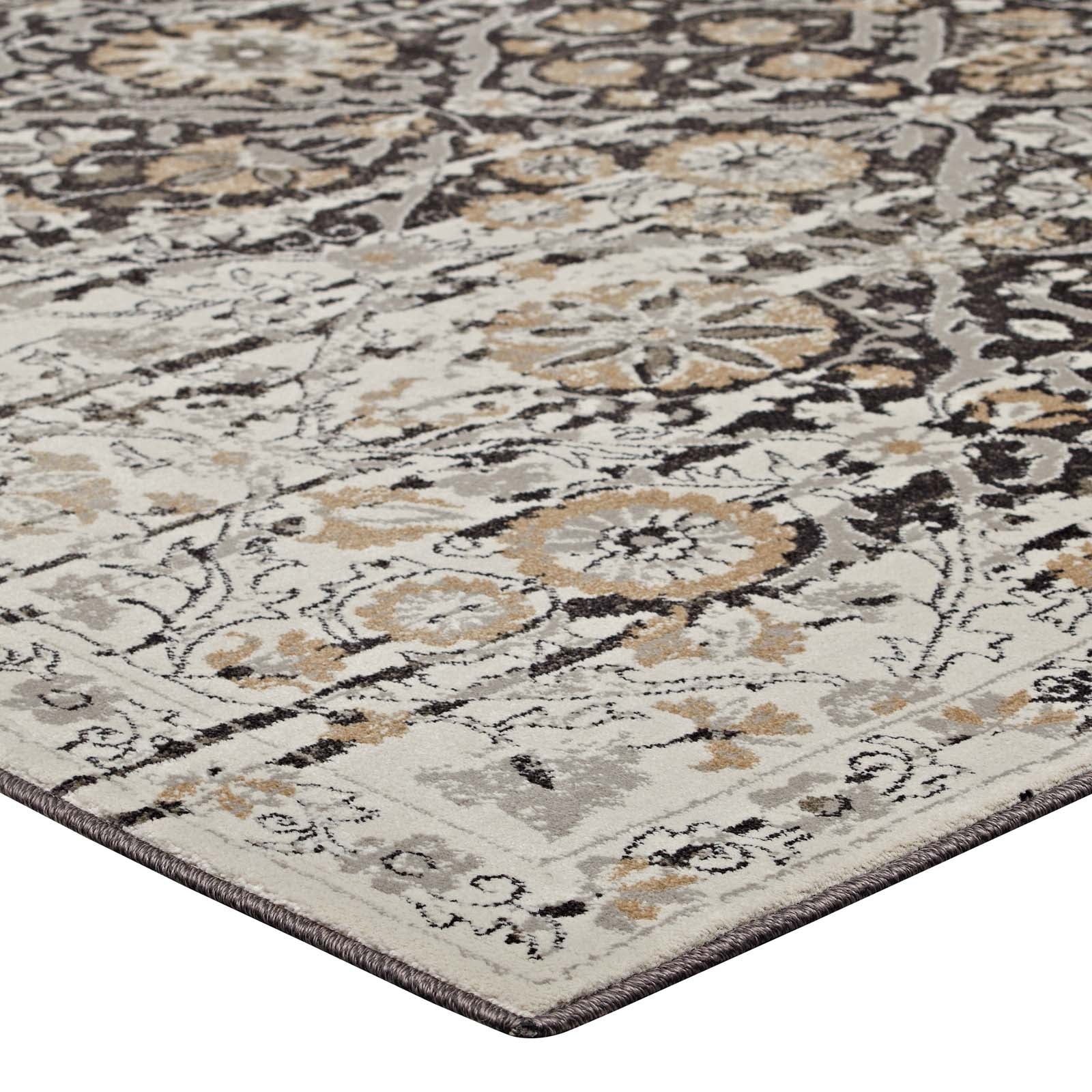 Ganesa Distressed Diamond Floral Lattice Area Rug