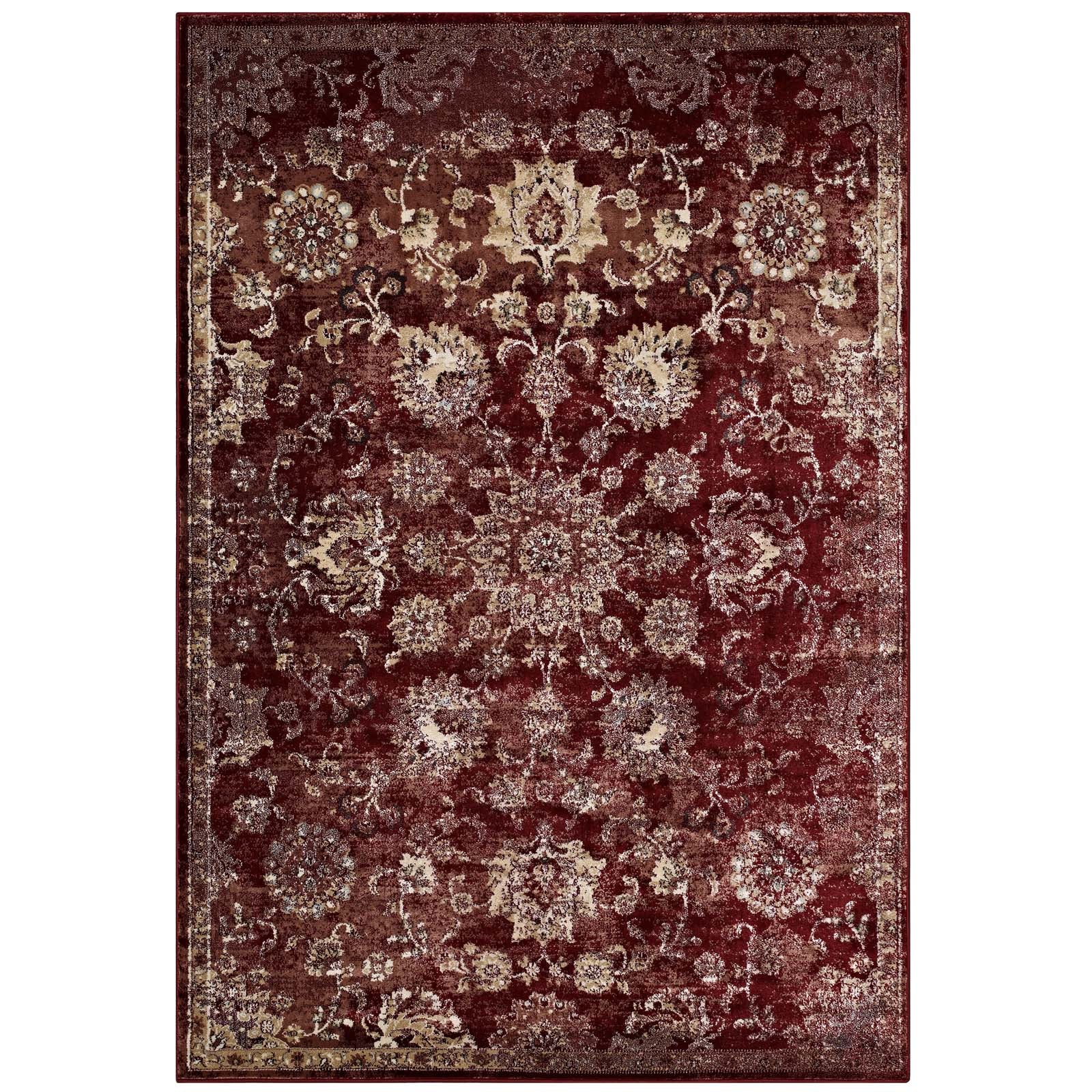 Cynara Distressed Floral Persian Medallion Area Rug - East Shore Modern Home Furnishings