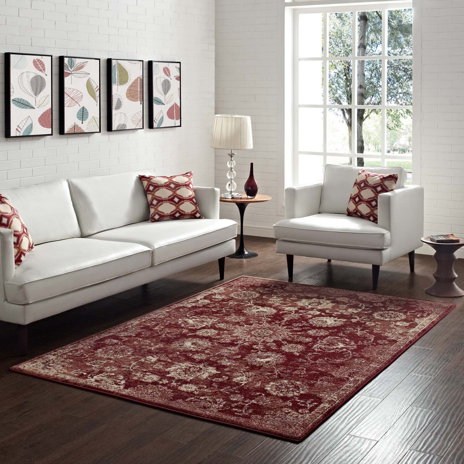 Cynara Distressed Floral Persian Medallion Area Rug