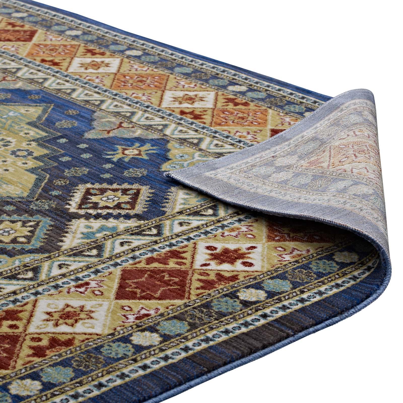 Atzi Distressed Southwestern Diamond Floral Area Rug - East Shore Modern Home Furnishings