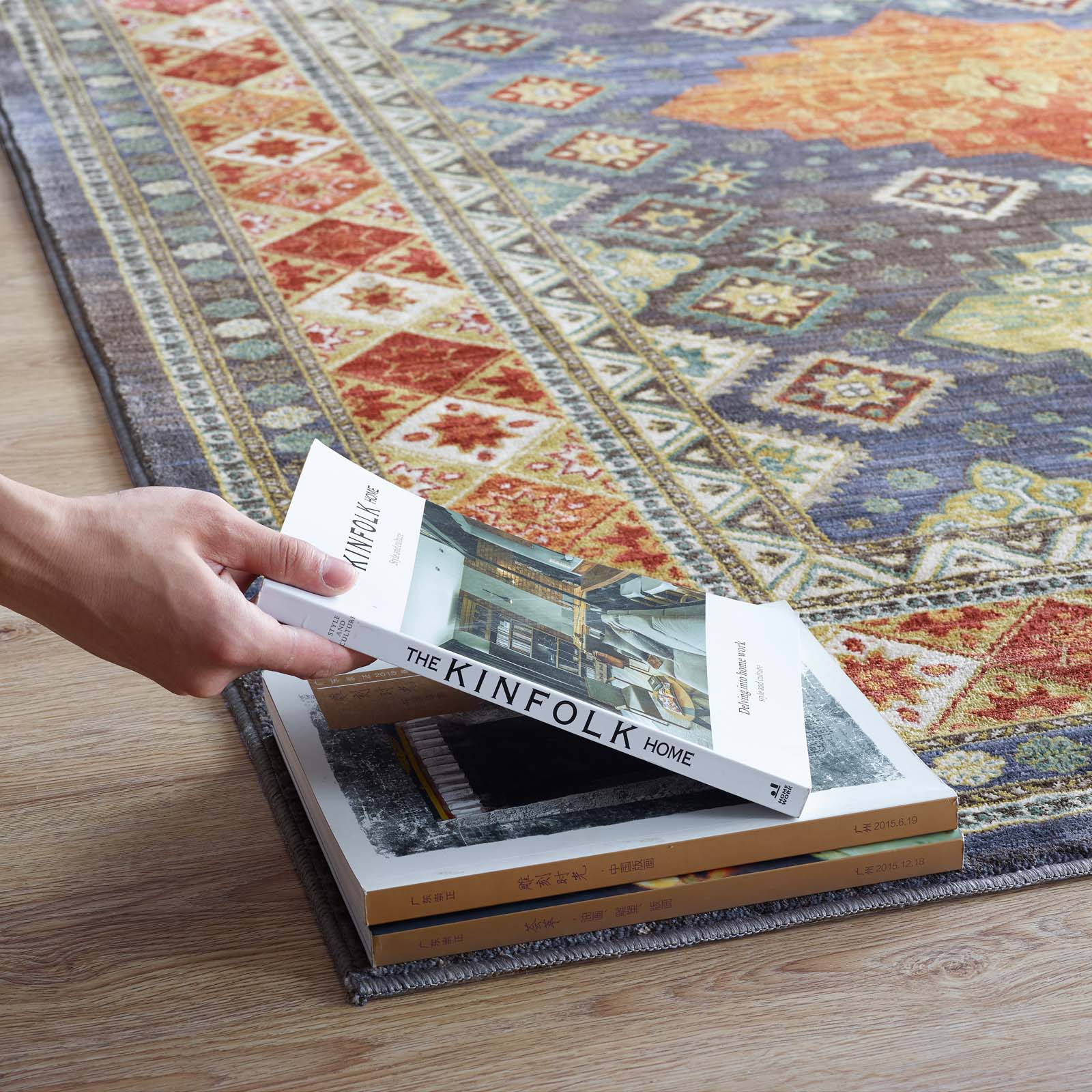 Atzi Distressed Southwestern Diamond Floral Area Rug - East Shore Modern Home Furnishings