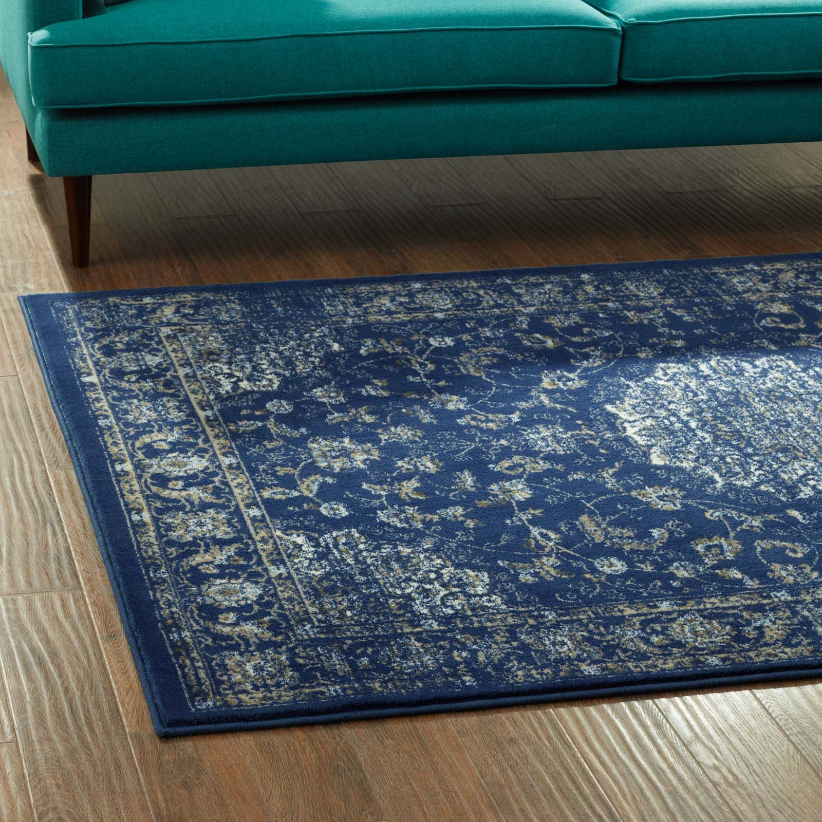 Lilja Distressed Vintage Persian Medallion 5x8 Area Rug - East Shore Modern Home Furnishings