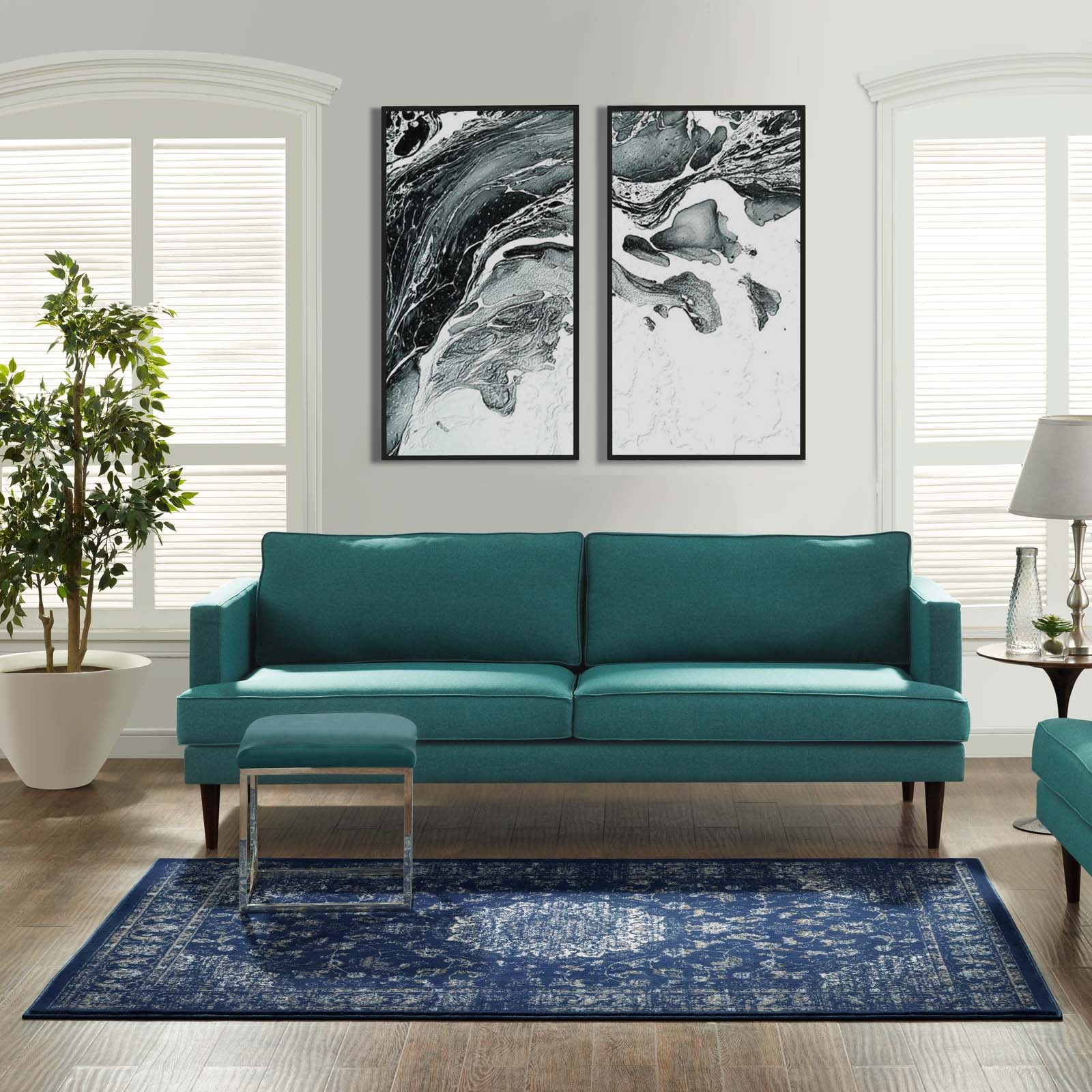 Lilja Distressed Vintage Persian Medallion 5x8 Area Rug - East Shore Modern Home Furnishings