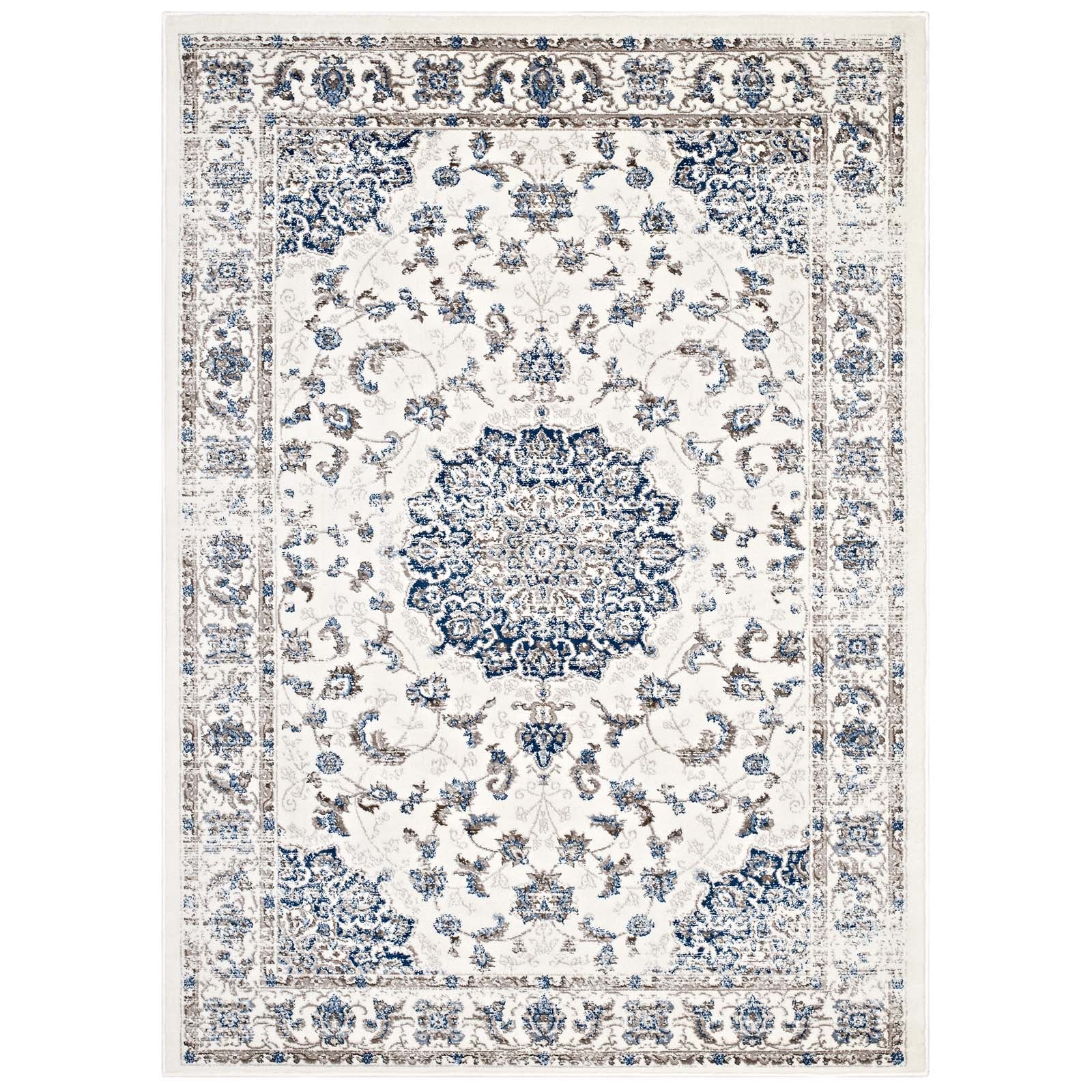 Lilja Distressed Vintage Persian Medallion 5x8 Area Rug - East Shore Modern Home Furnishings