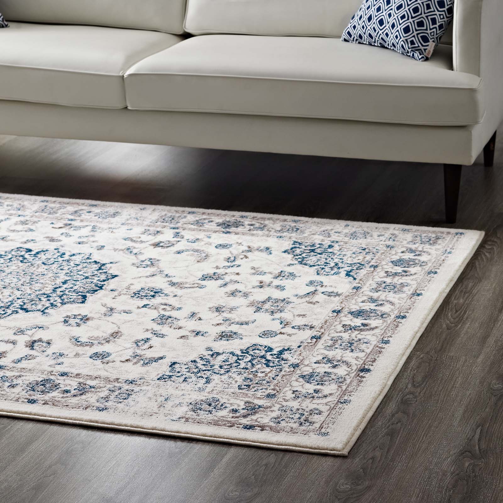 Lilja Distressed Vintage Persian Medallion 5x8 Area Rug - East Shore Modern Home Furnishings