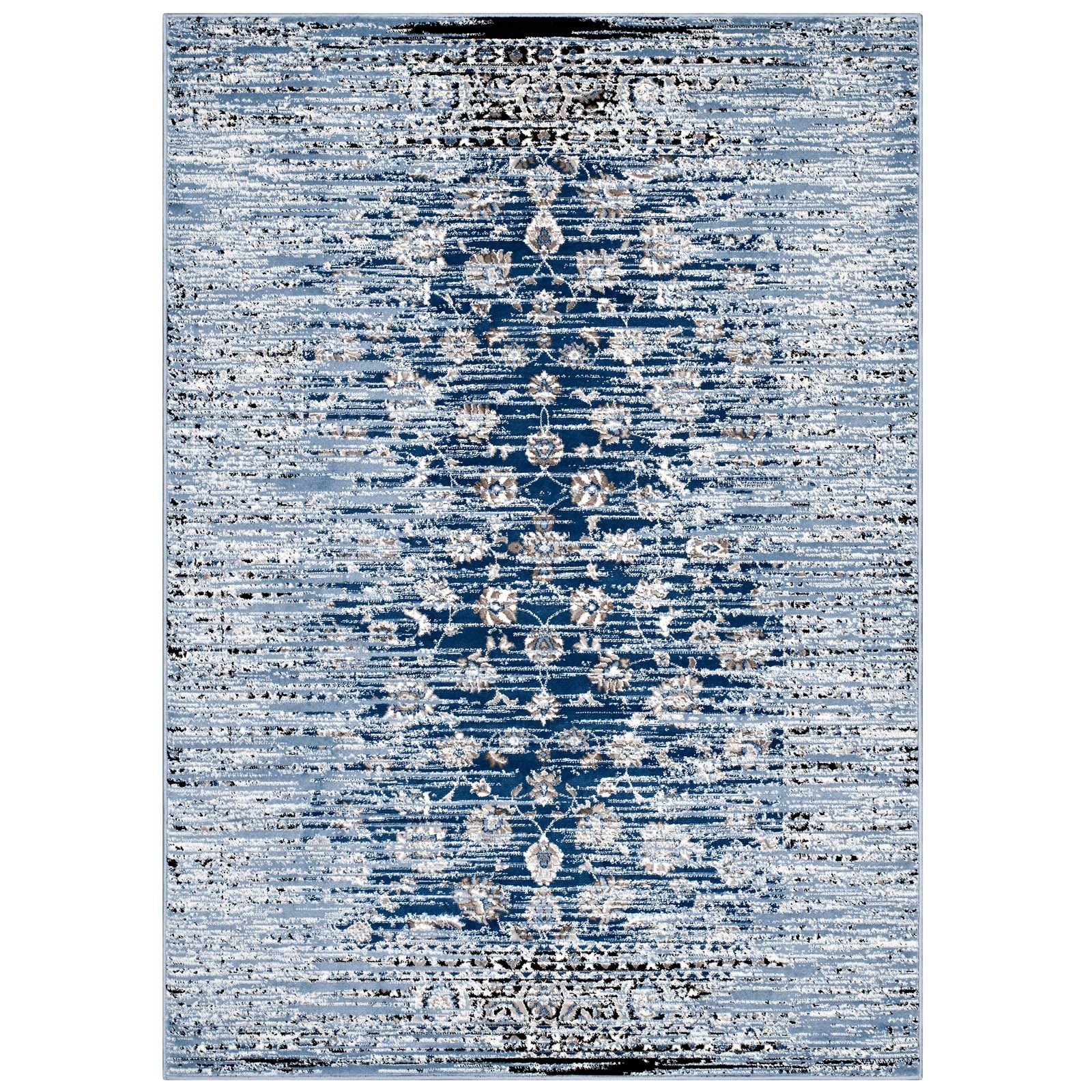 Chiara Distressed Floral Lattice Contemporary Area Rug - East Shore Modern Home Furnishings