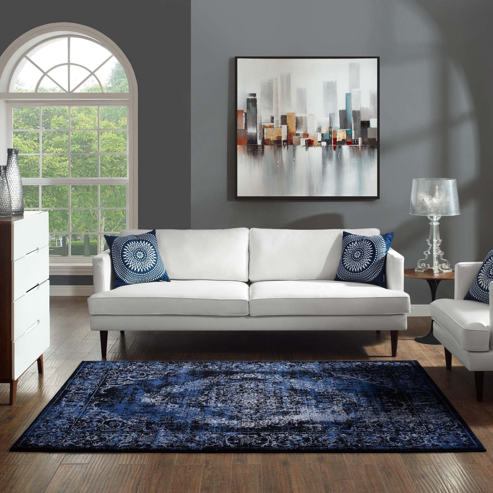 Gamela Rustic Vintage Ornate Floral Medallion Area Rug