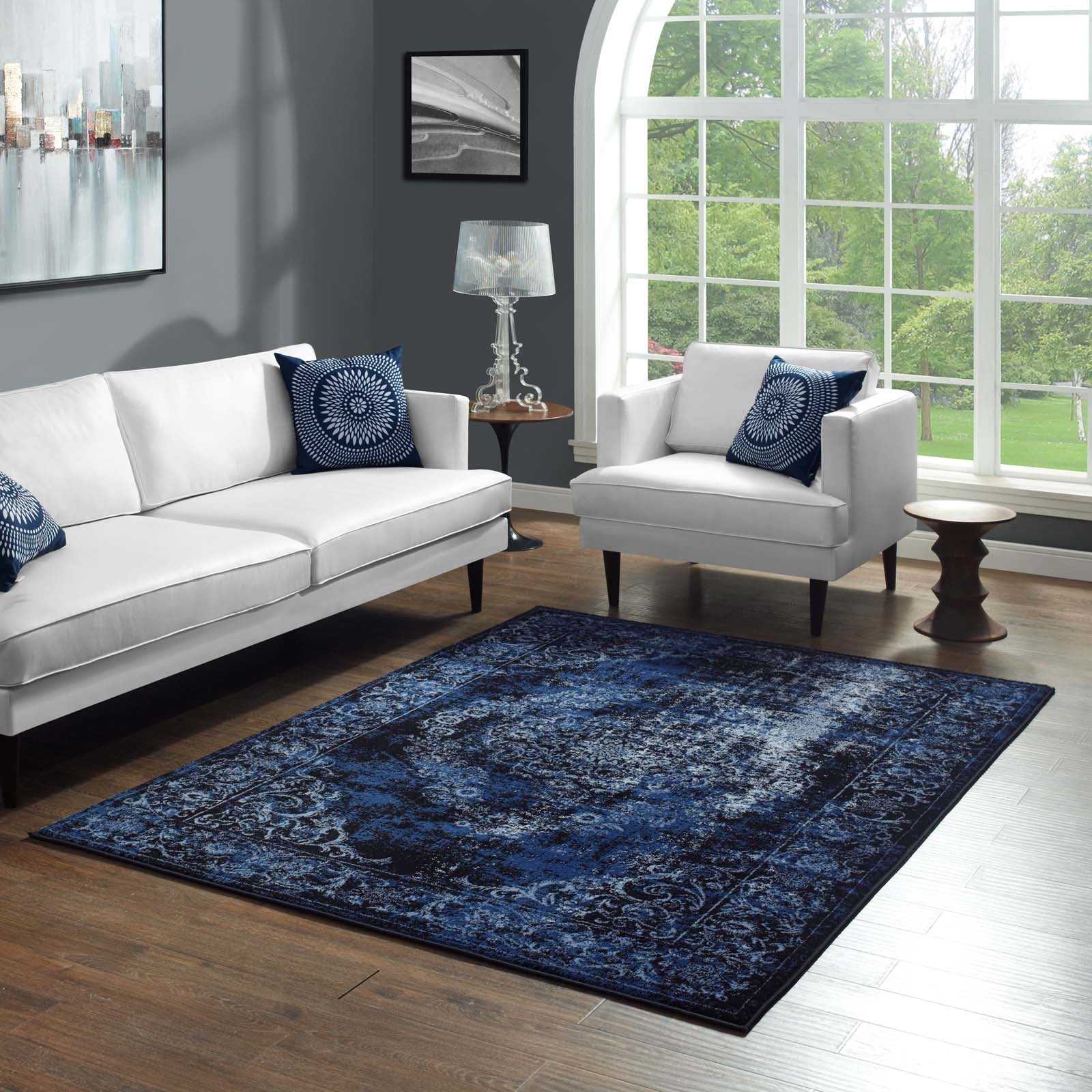 Gamela Rustic Vintage Ornate Floral Medallion Area Rug