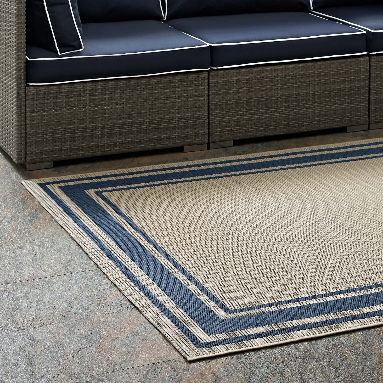 Rim Solid Border Indoor and Outdoor Area Rug - East Shore Modern Home Furnishings