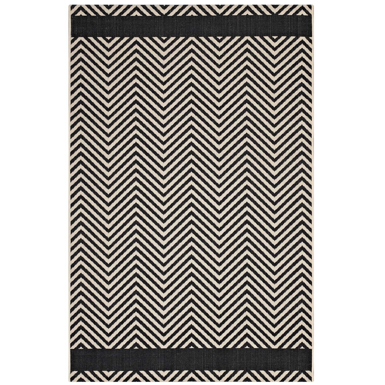 Optica Chevron With End Borders Indoor and Outdoor Area Rug - East Shore Modern Home Furnishings