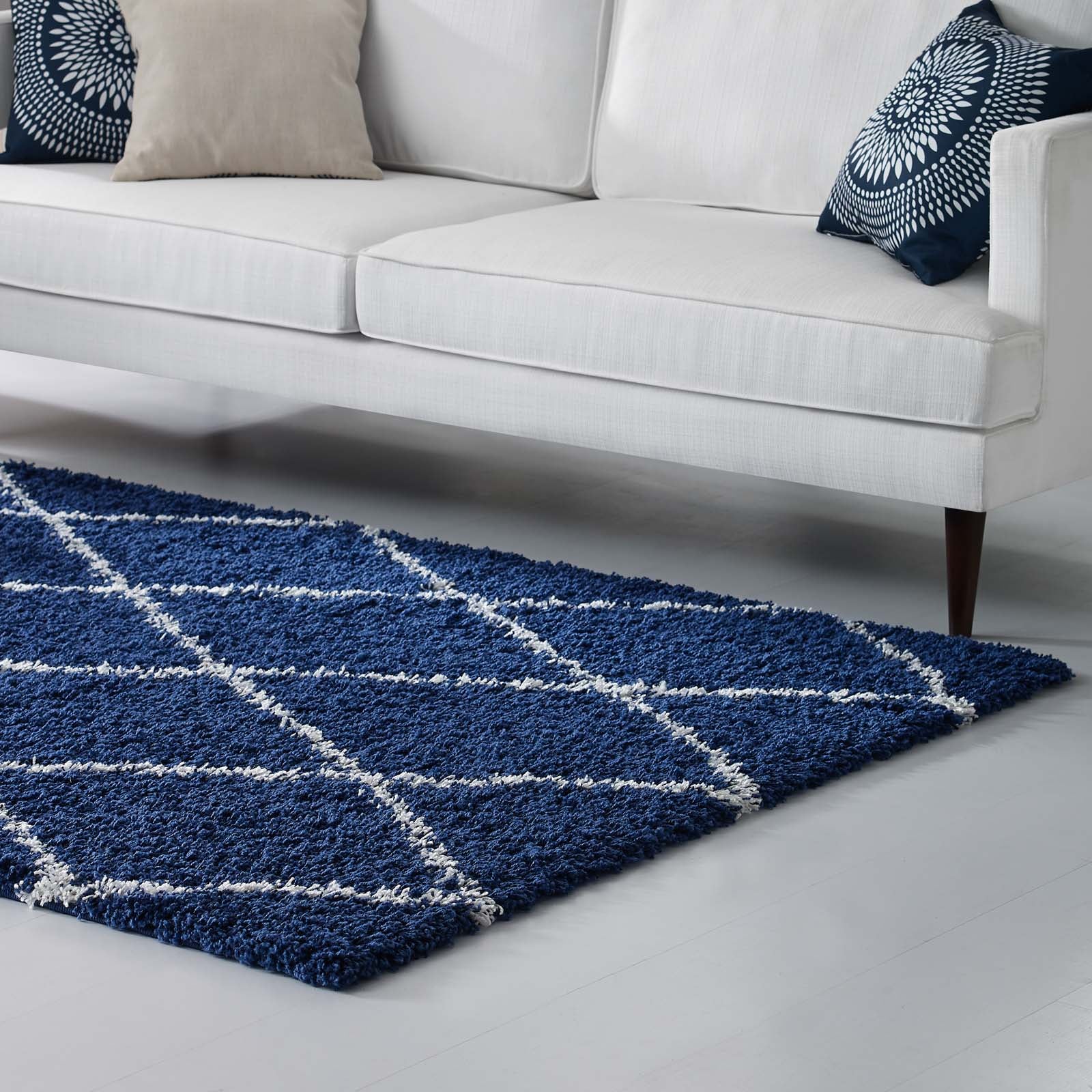 Toryn Diamond Lattice Shag Area Rug - East Shore Modern Home Furnishings