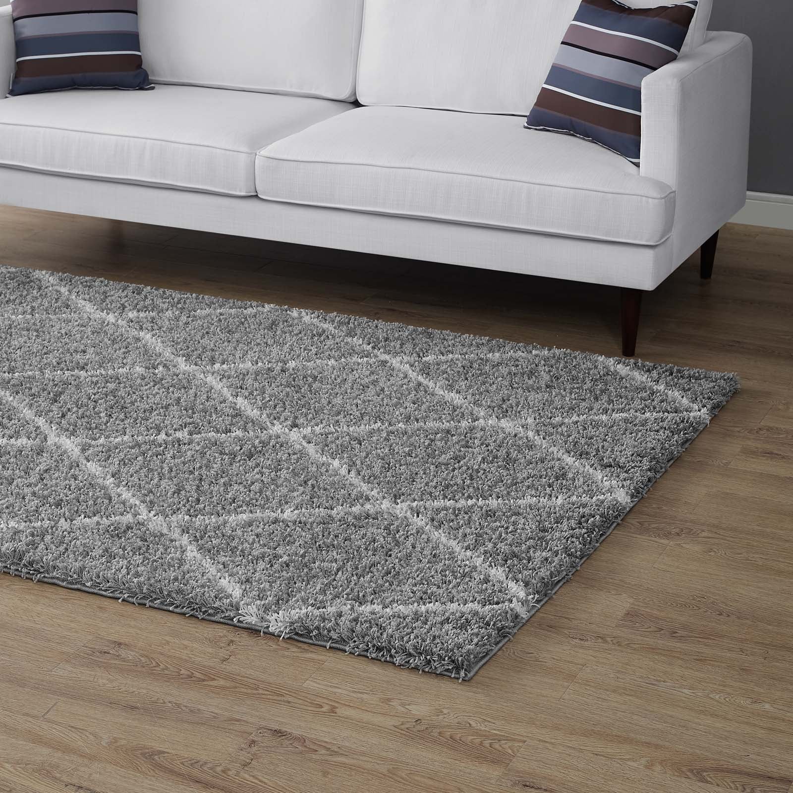 Toryn Diamond Lattice Shag Area Rug - East Shore Modern Home Furnishings