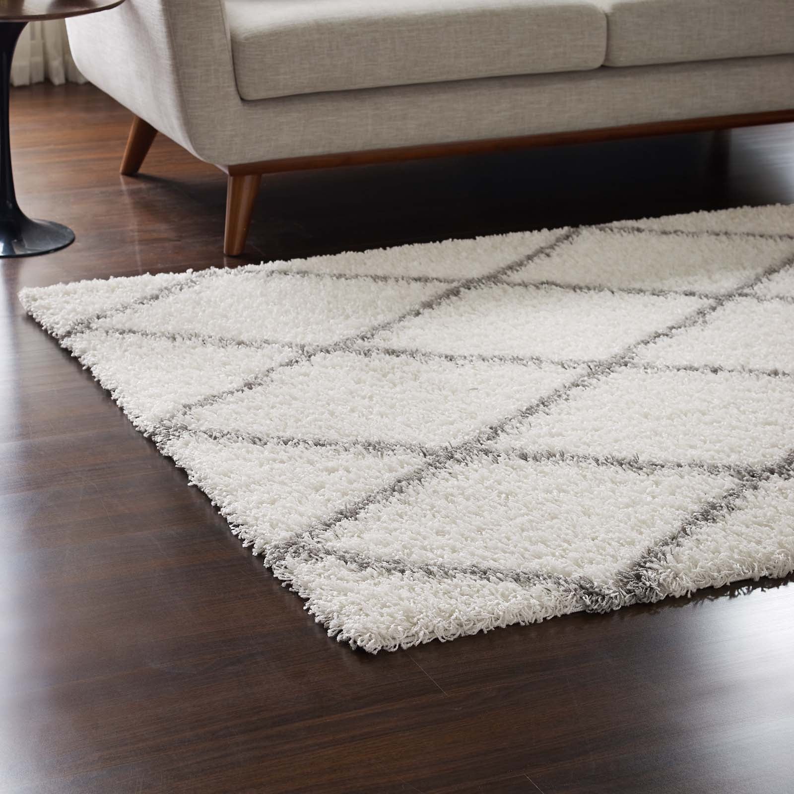 Toryn Diamond Lattice Shag Area Rug - East Shore Modern Home Furnishings