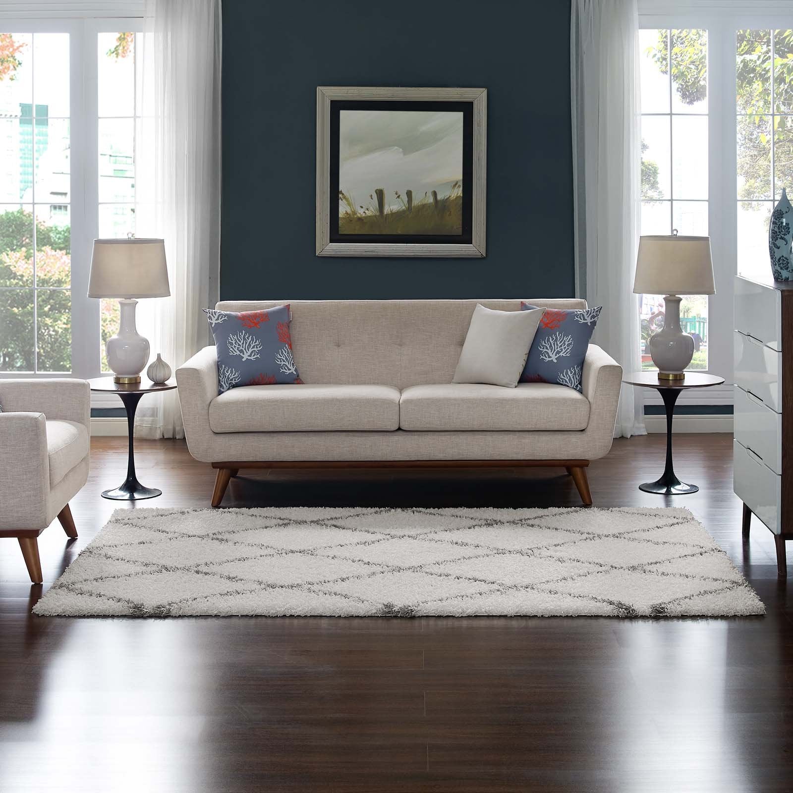 Toryn Diamond Lattice Shag Area Rug