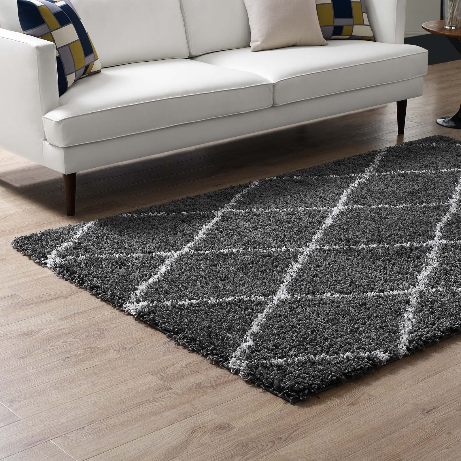 Toryn Diamond Lattice Shag Area Rug - East Shore Modern Home Furnishings