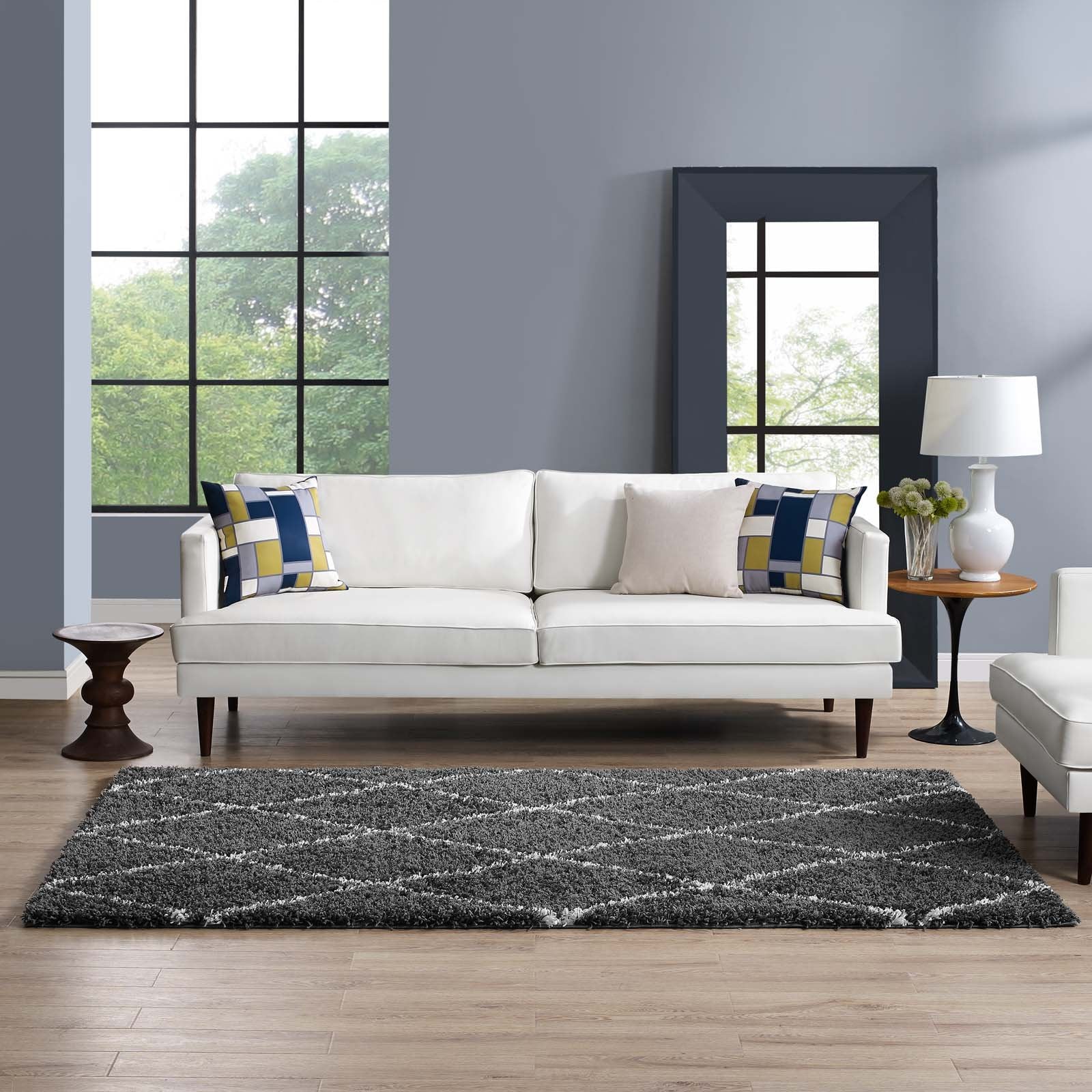 Toryn Diamond Lattice Shag Area Rug - East Shore Modern Home Furnishings